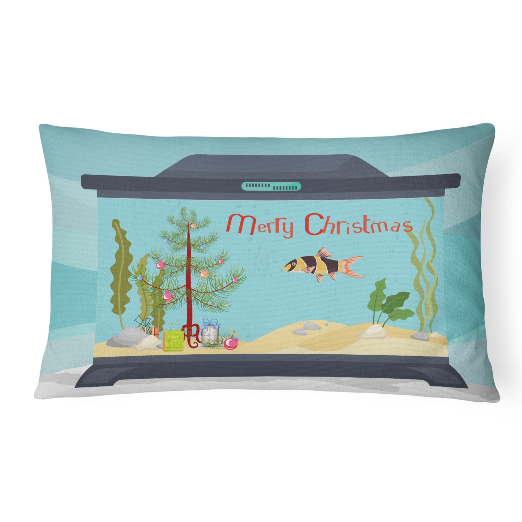 Clown Loach Fish Merry Christmas Canvas Fabric Decorative Pillow