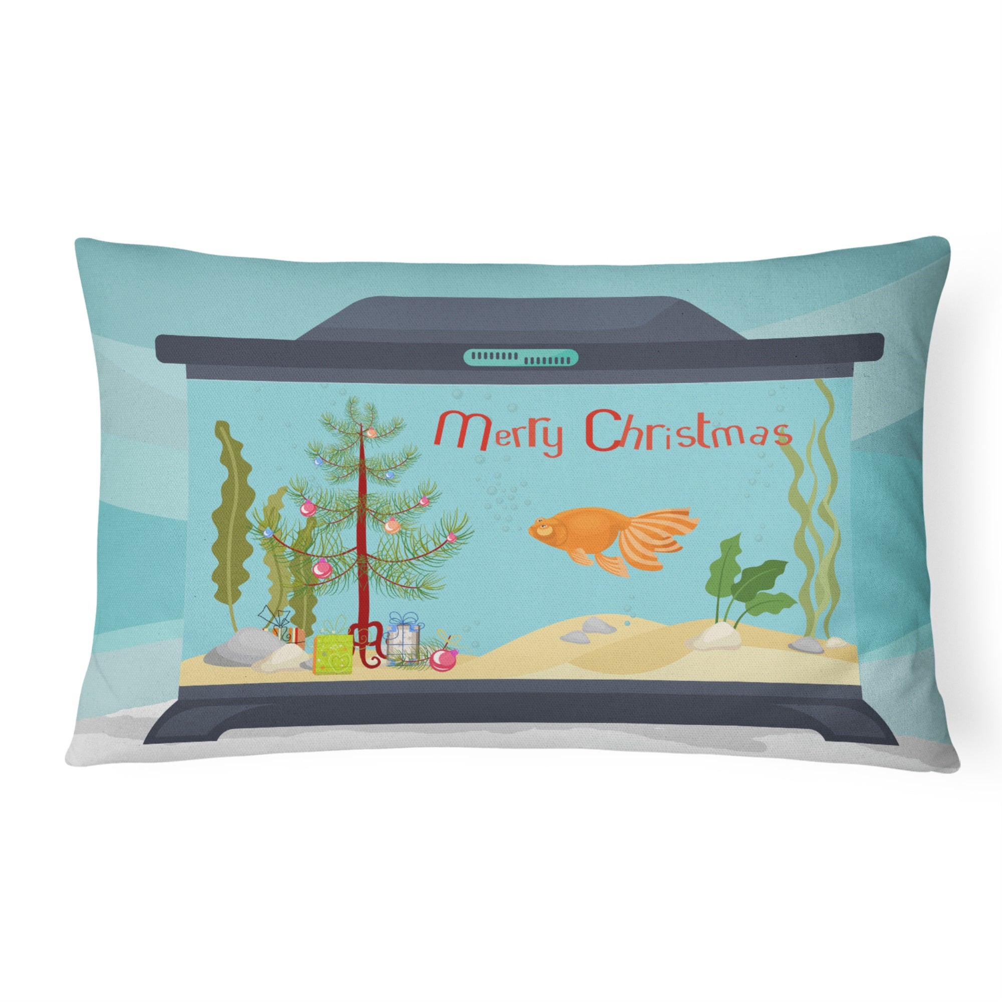 Celestial Eye Goldfish Merry Christmas Canvas Fabric Decorative Pillow