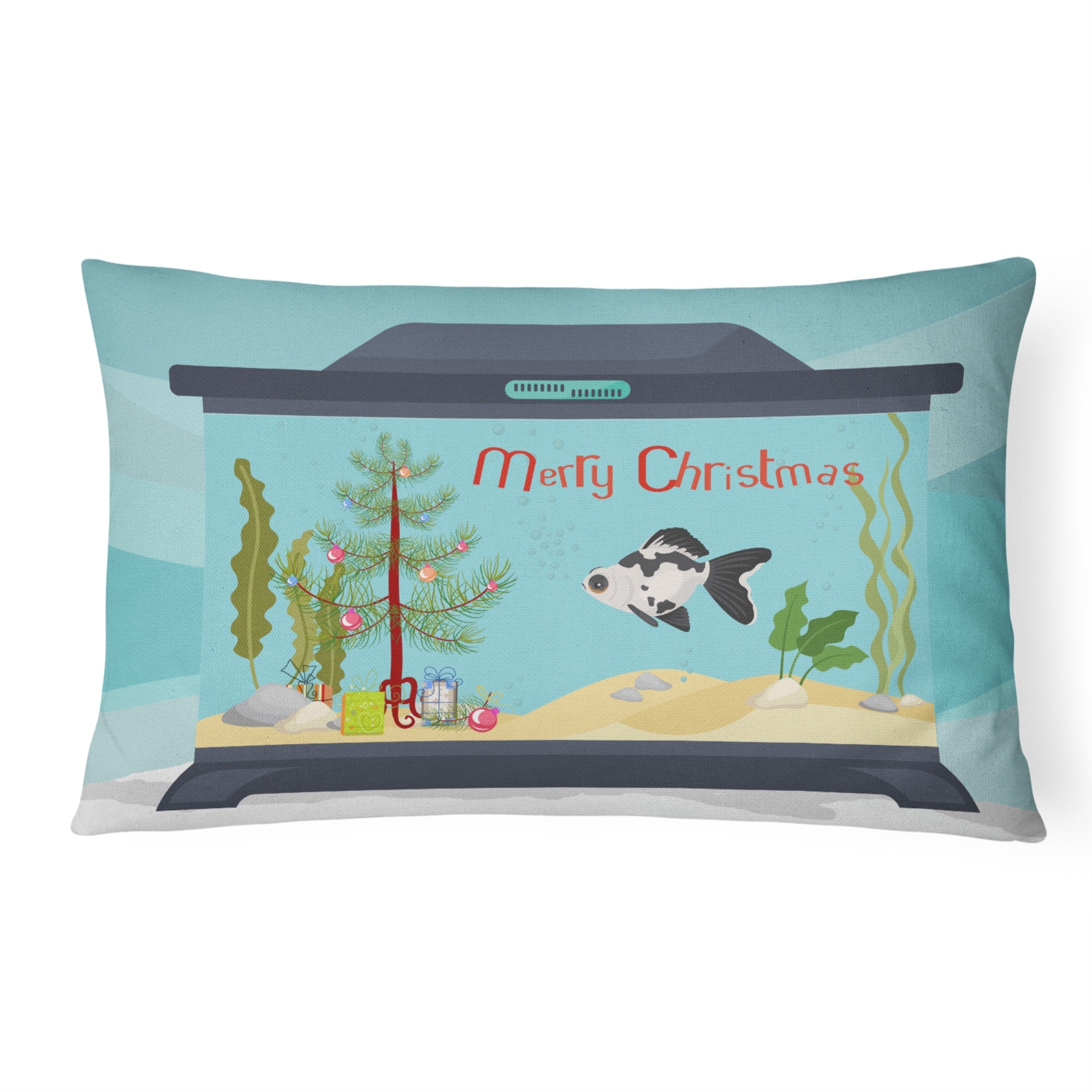 Telescope Eye Goldfish Merry Christmas Canvas Fabric Decorative Pillow