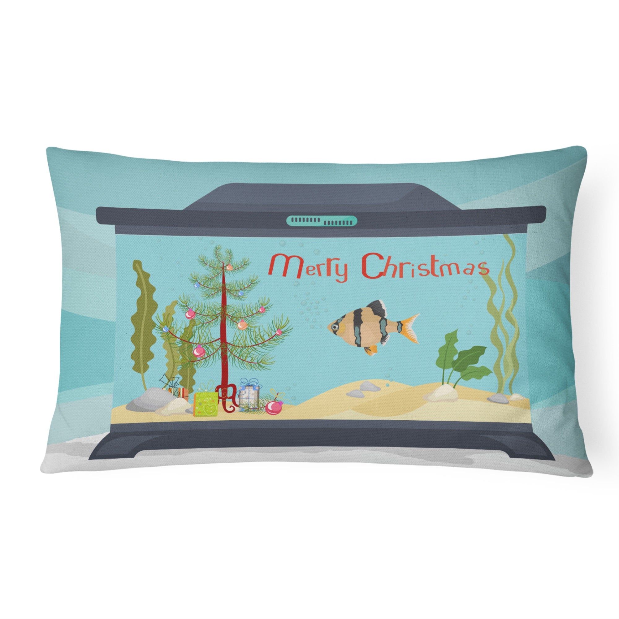 Tiger Barb Merry Christmas Canvas Fabric Decorative Pillow