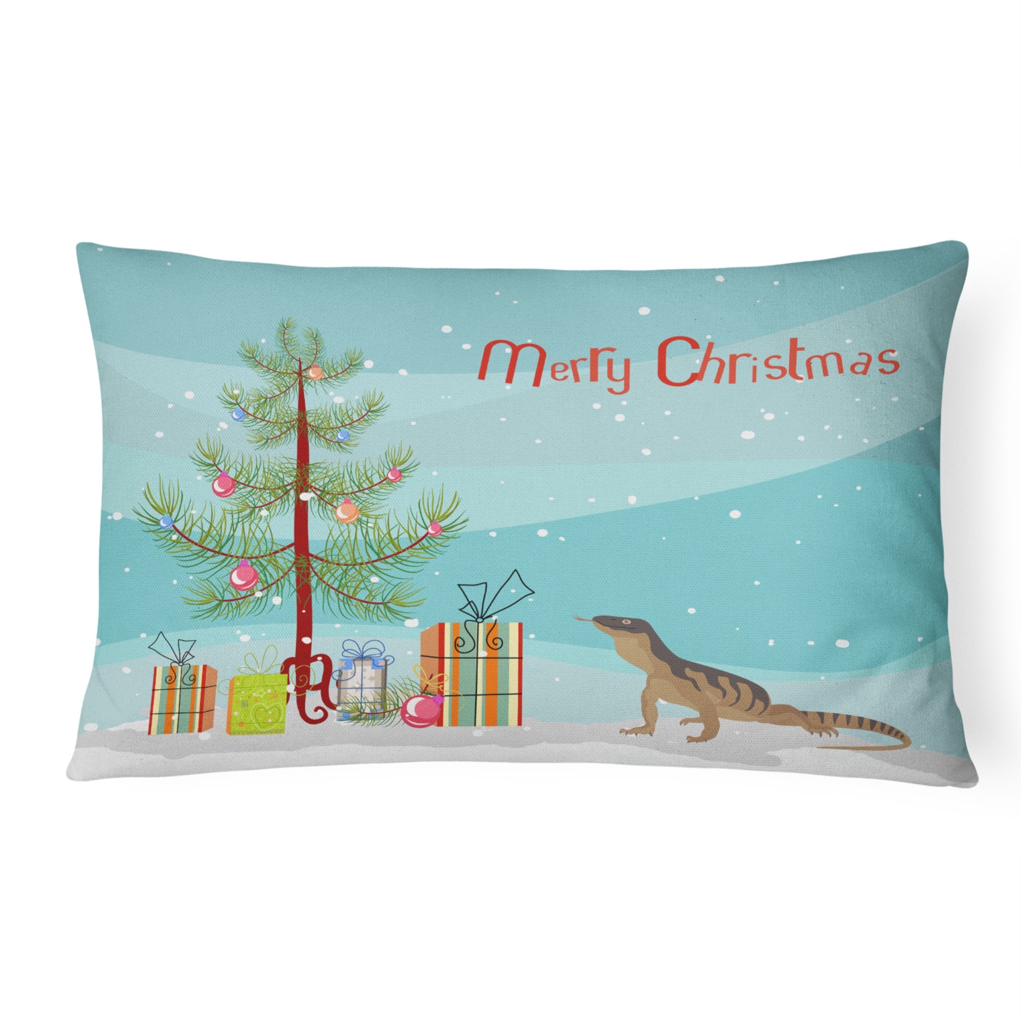 Monitor Lizard Merry Christmas Canvas Fabric Decorative Pillow