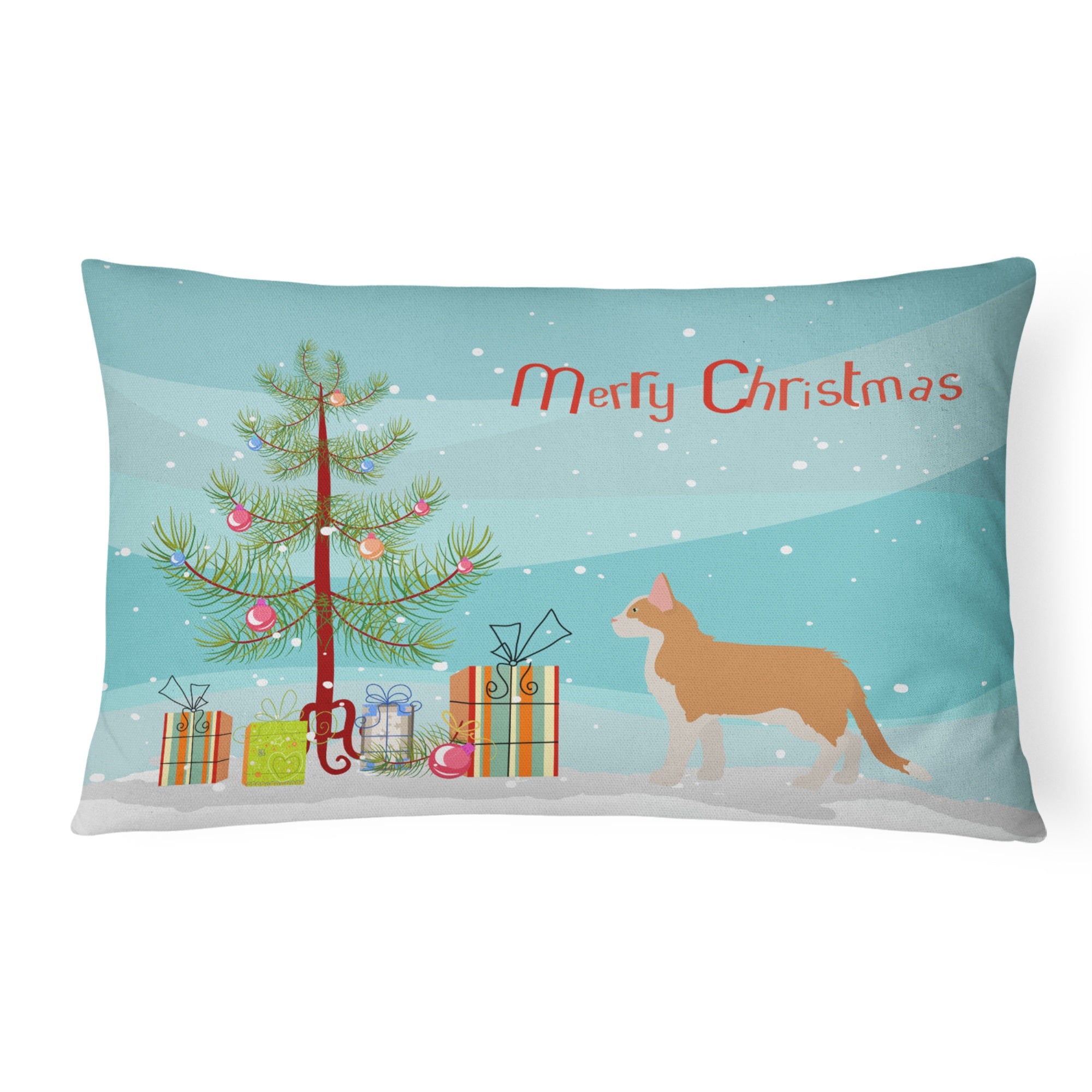 Aphrodite Giant #2 Cat Merry Christmas Canvas Fabric Decorative Pillow