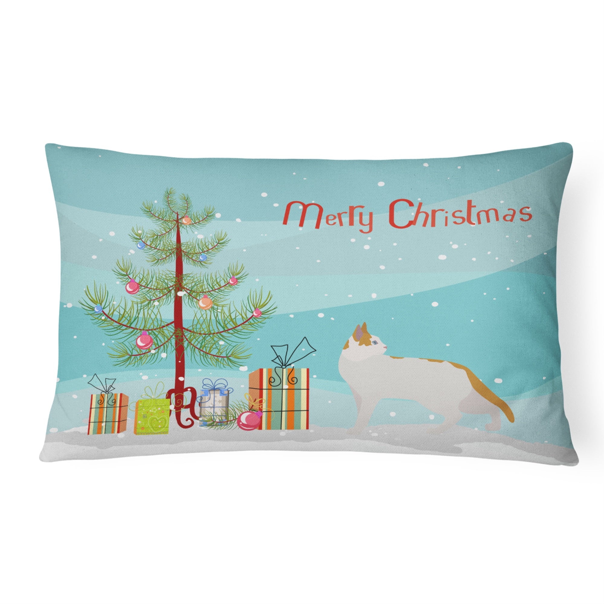 Arabian Mau Cat Merry Christmas Canvas Fabric Decorative Pillow