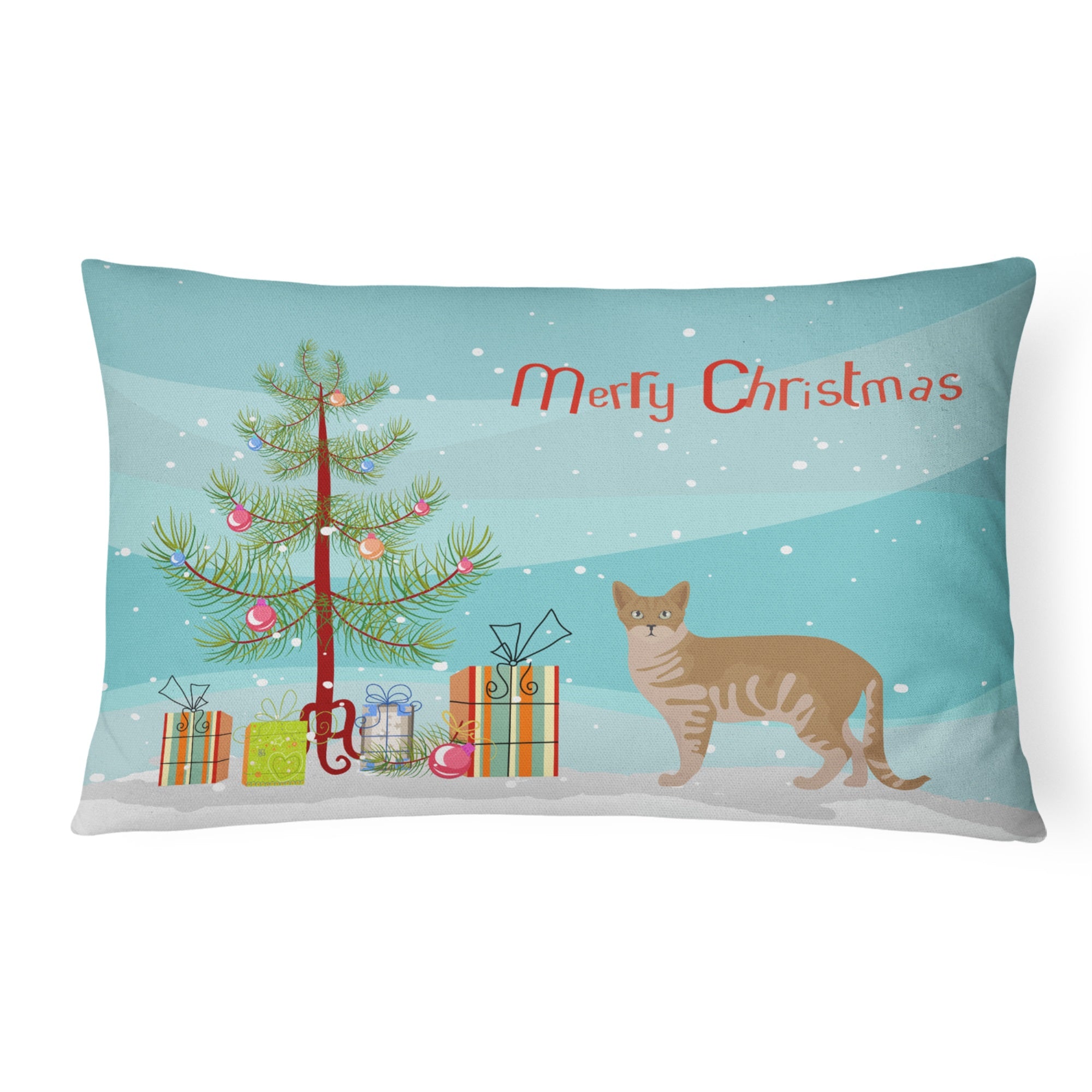 Australian Mist #1 Cat Merry Christmas Canvas Fabric Decorative Pillow