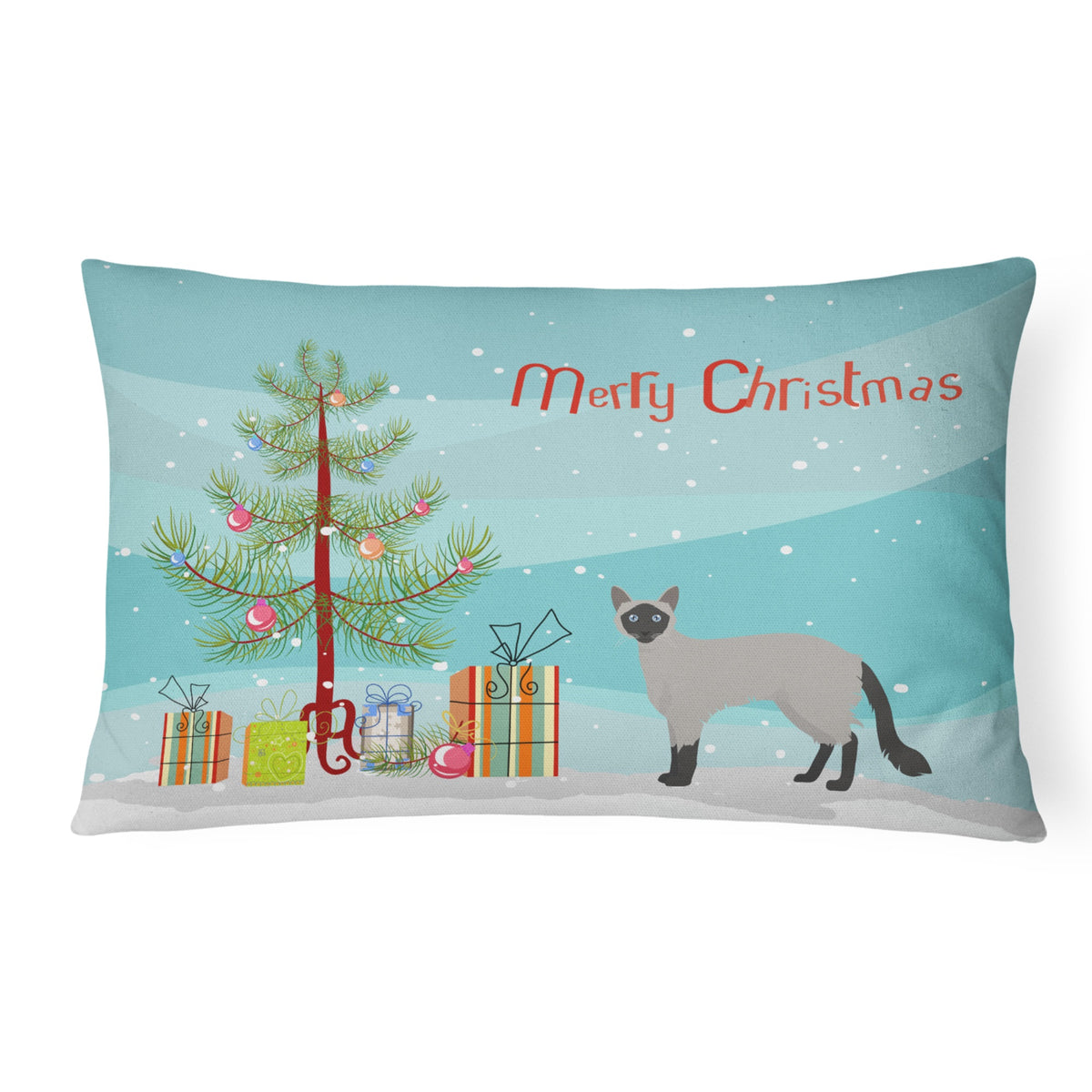 Balinese #1 Cat Merry Christmas Canvas Fabric Decorative Pillow