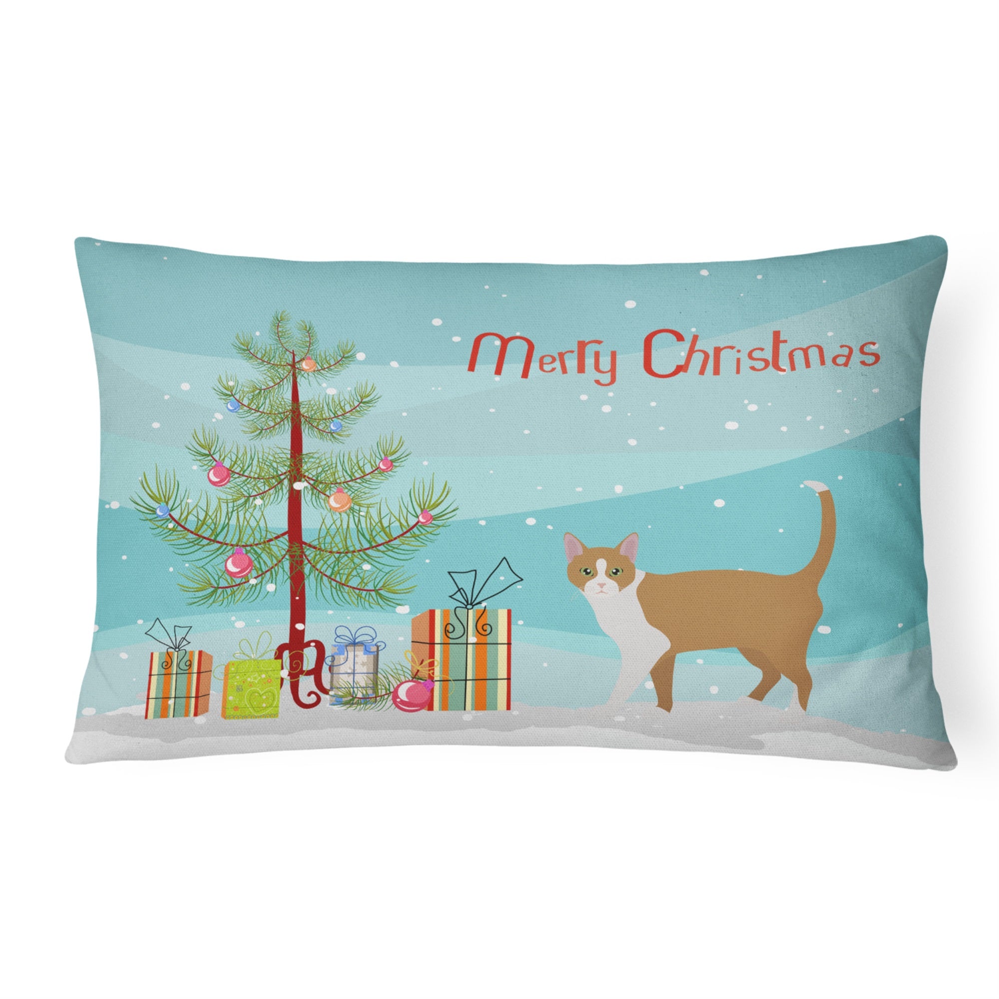 Brazilian Shorthair Cat Merry Christmas Canvas Fabric Decorative Pillow
