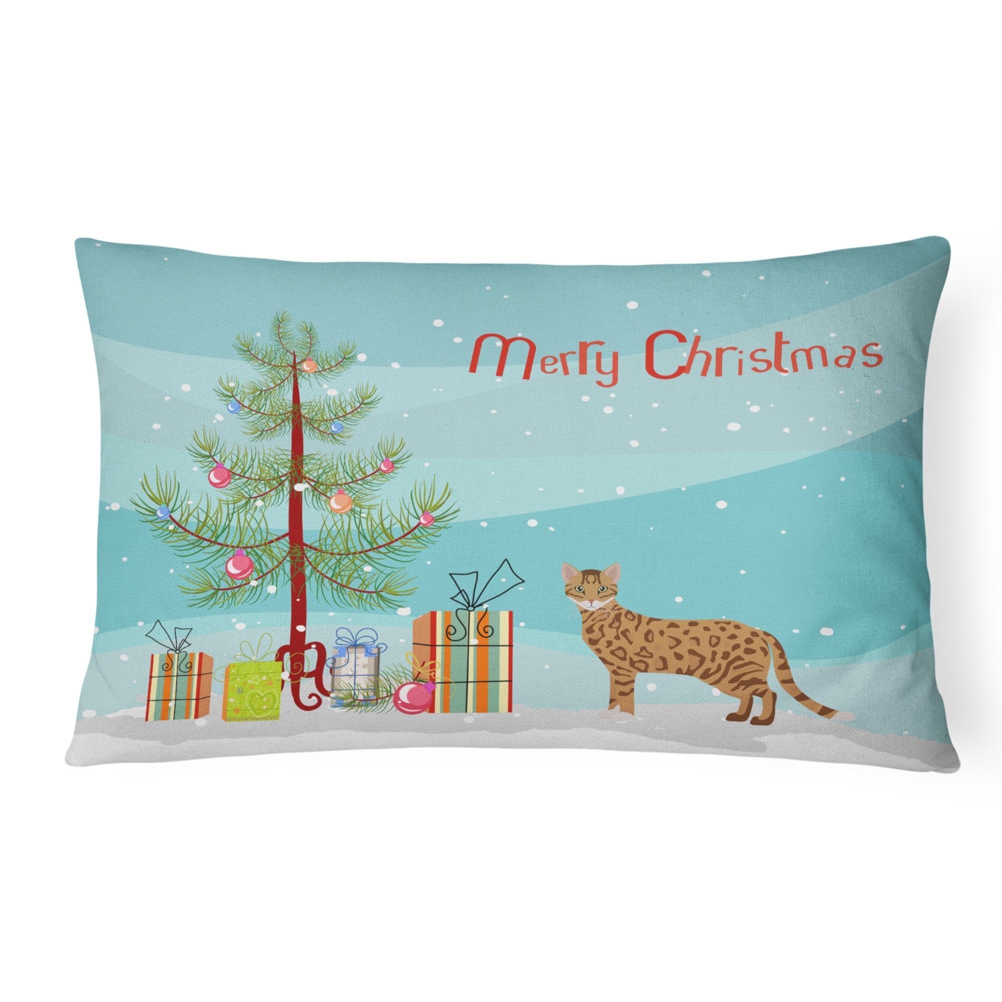 Cheetoh #1 Cat Merry Christmas Canvas Fabric Decorative Pillow