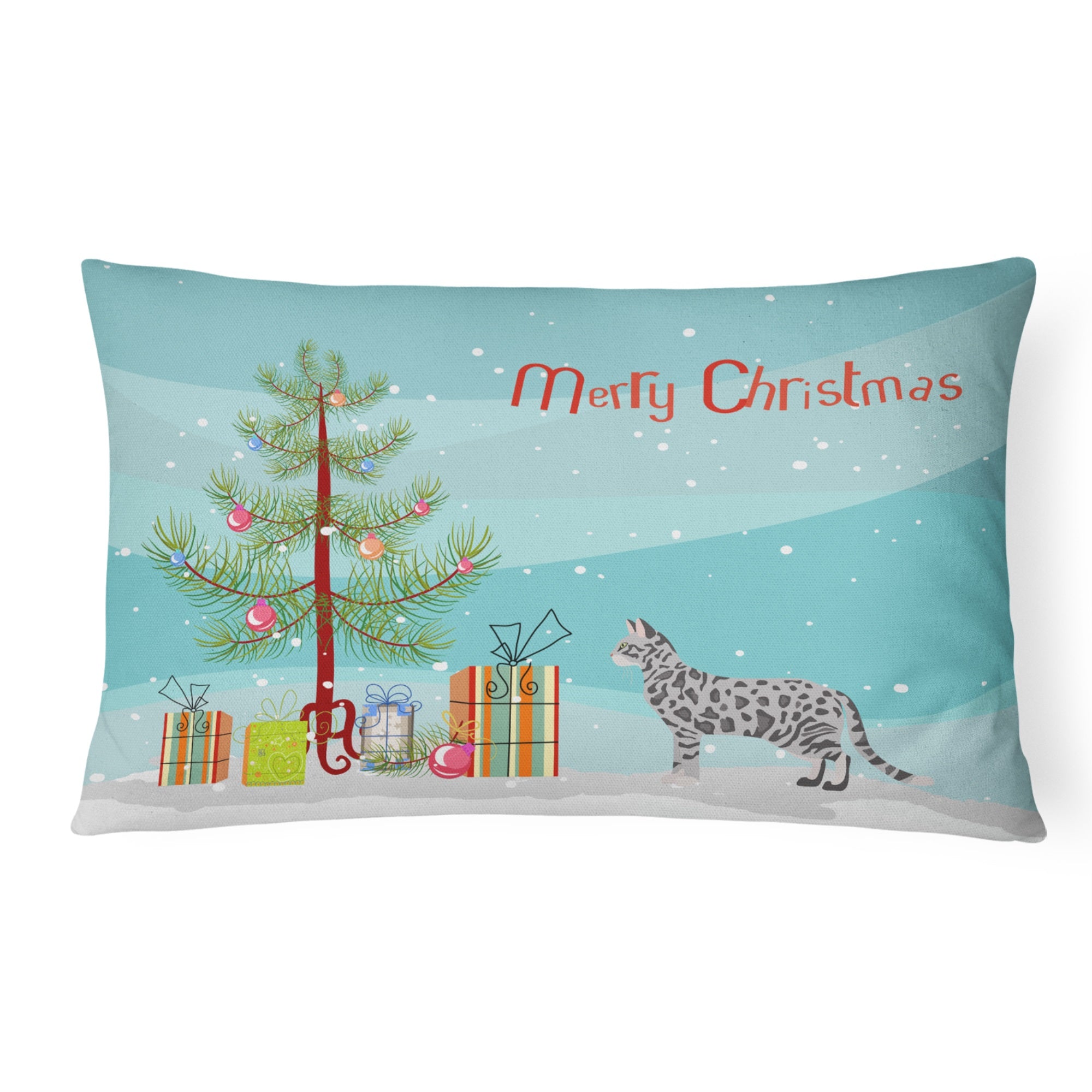 Cheetoh #2 Cat Merry Christmas Canvas Fabric Decorative Pillow