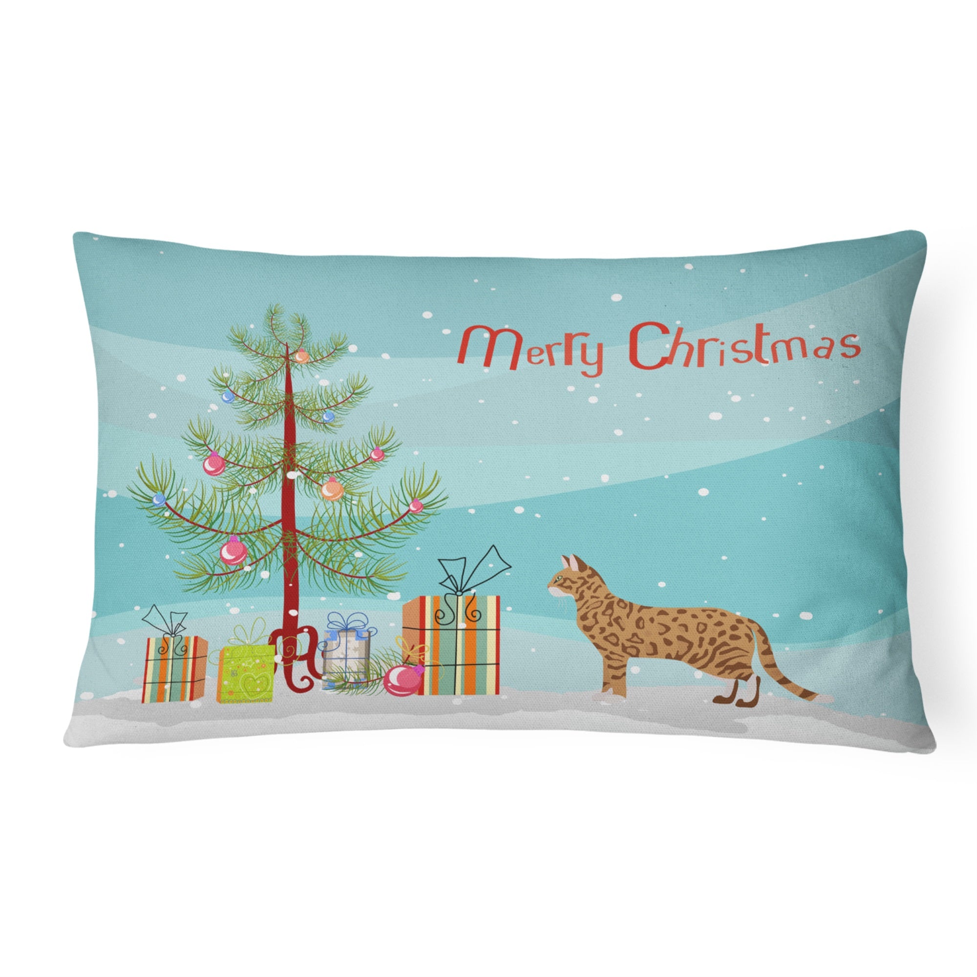 Cheetoh #3 Cat Merry Christmas Canvas Fabric Decorative Pillow