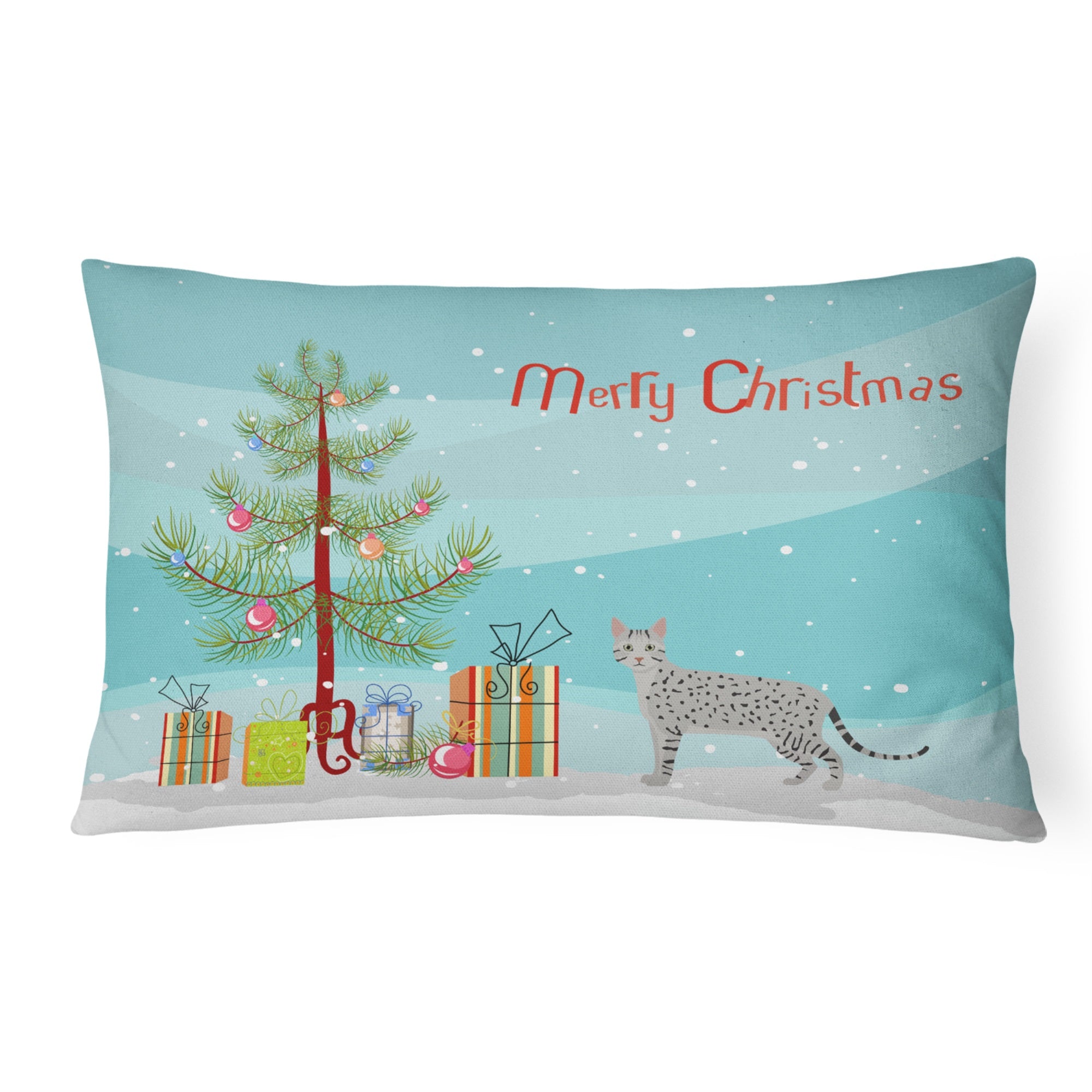 Egyptian Mau Cat Merry Christmas Canvas Fabric Decorative Pillow