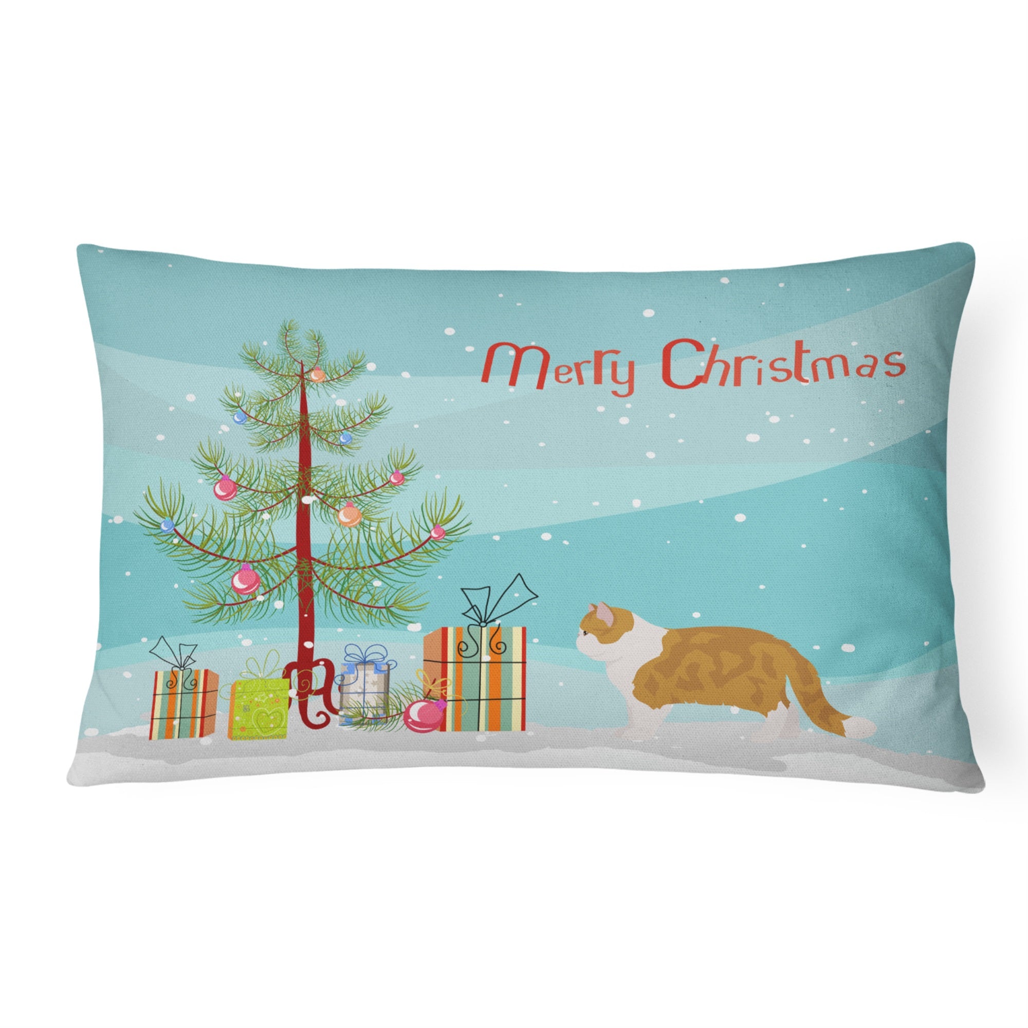 Exotic Shorthair #1 Cat Merry Christmas Canvas Fabric Decorative Pillow
