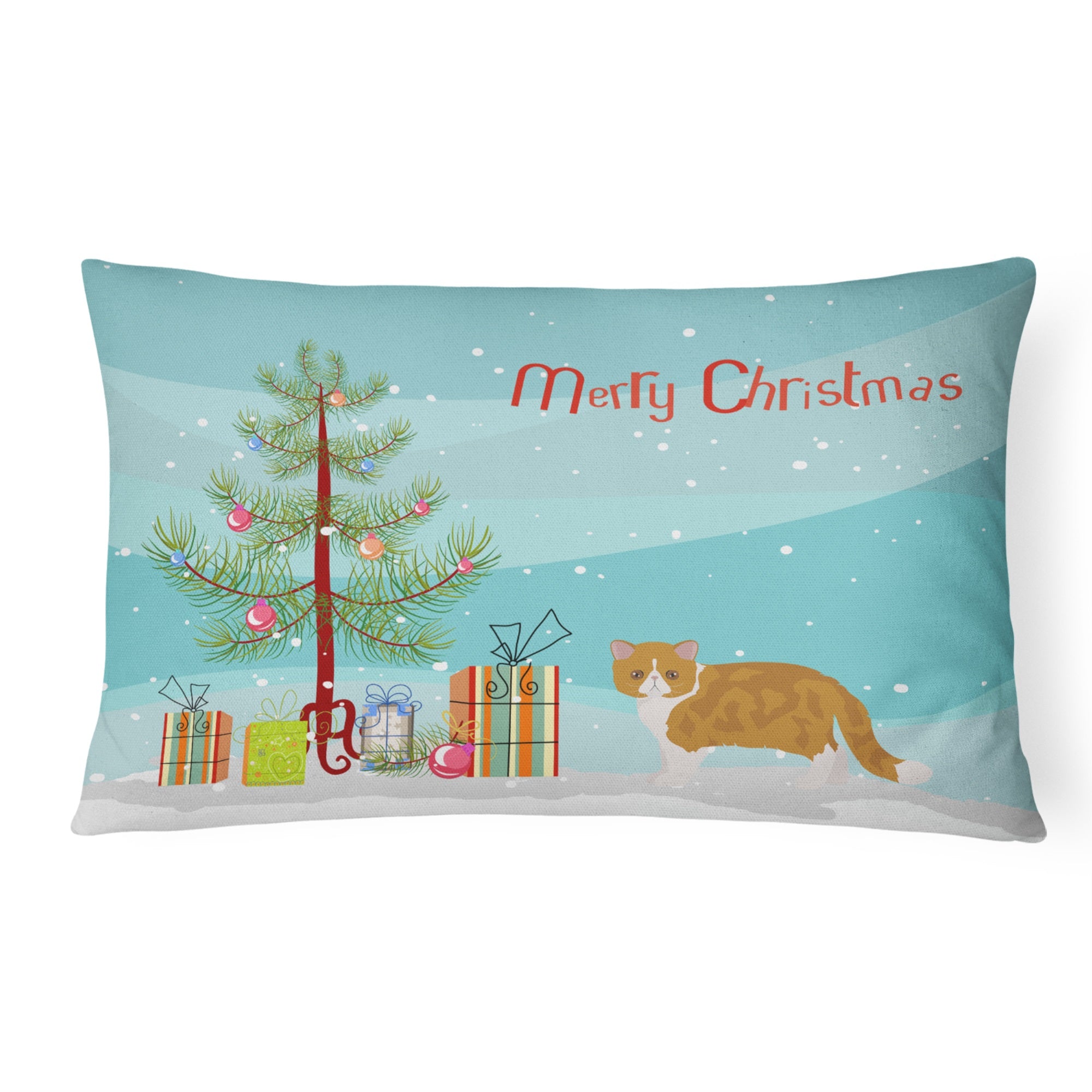 Exotic Shorthair #3 Cat Merry Christmas Canvas Fabric Decorative Pillow
