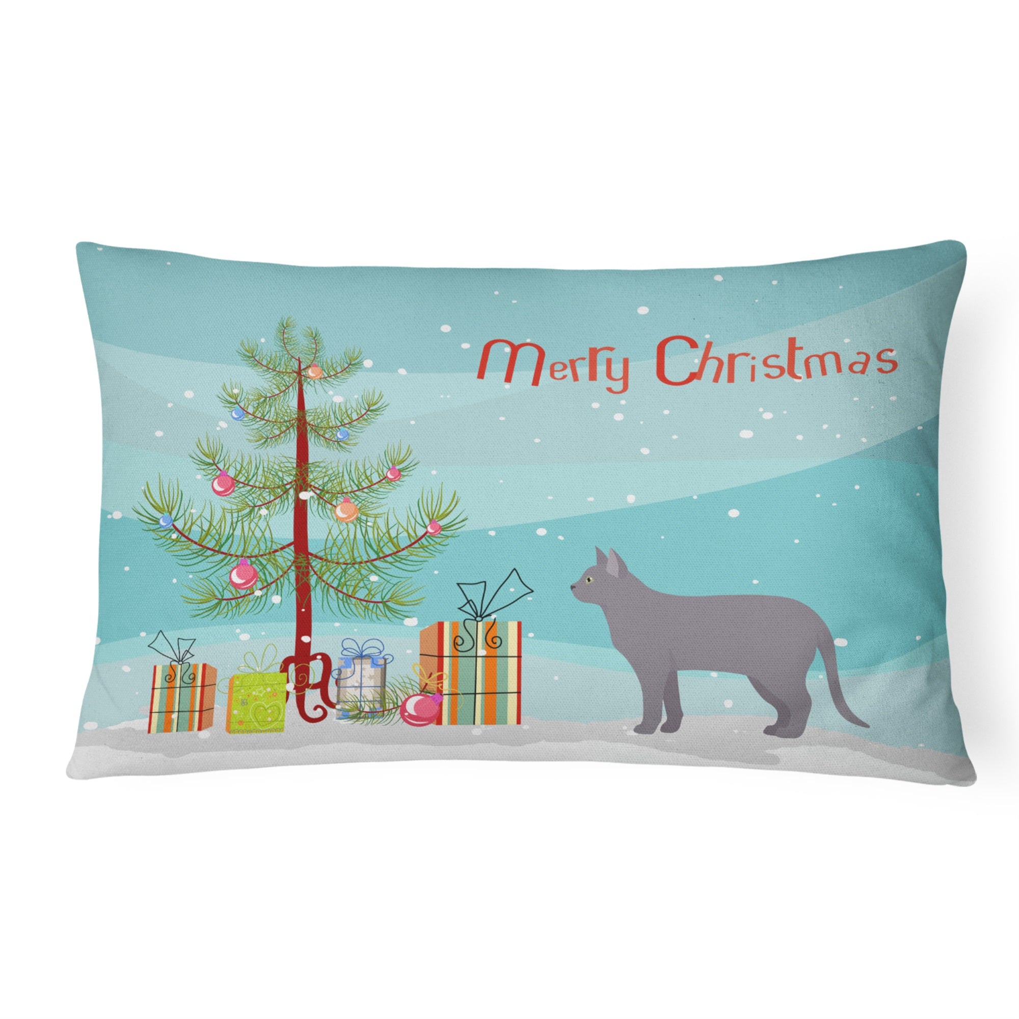Korat #2 Cat Merry Christmas Canvas Fabric Decorative Pillow
