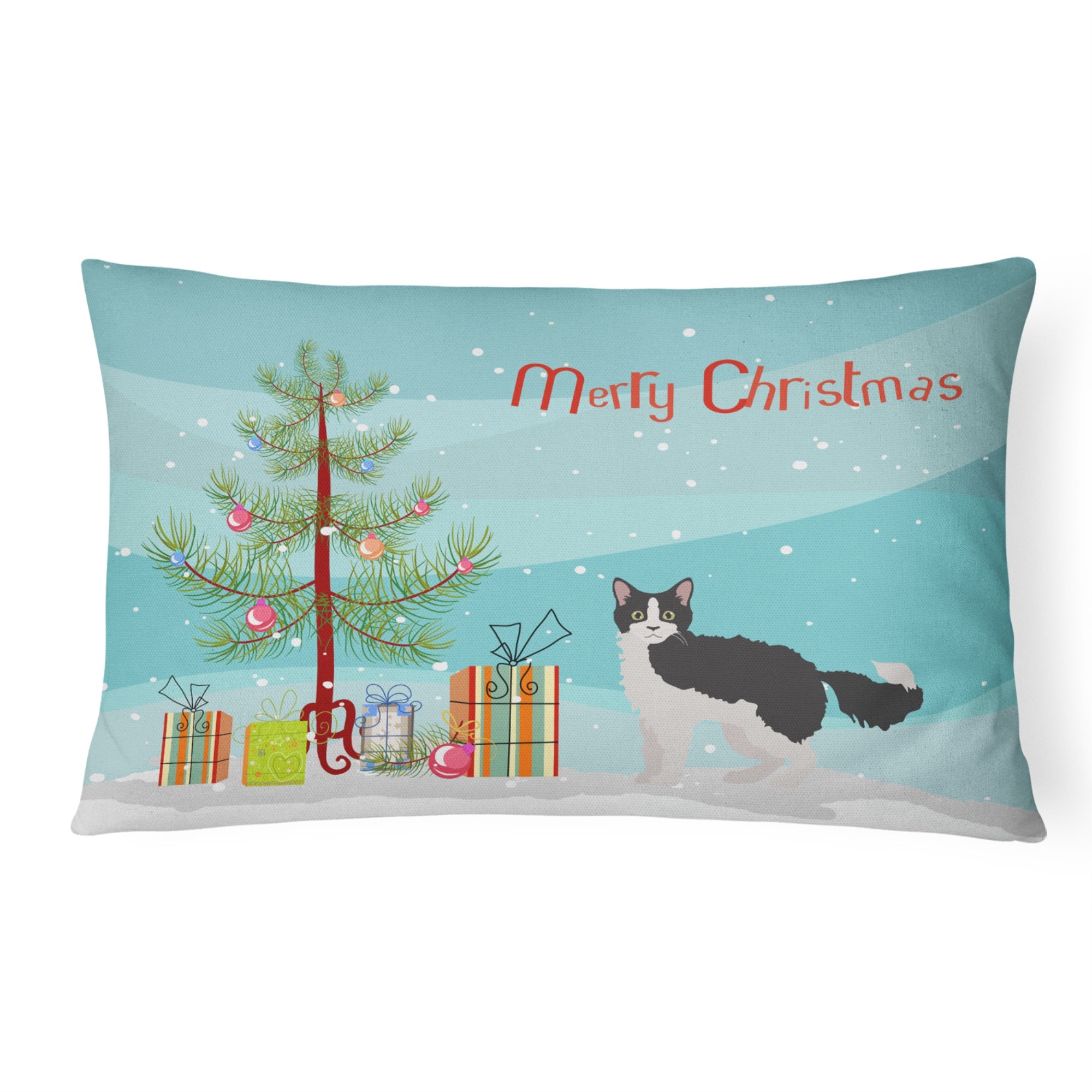 La Perm #1 Cat Merry Christmas Canvas Fabric Decorative Pillow