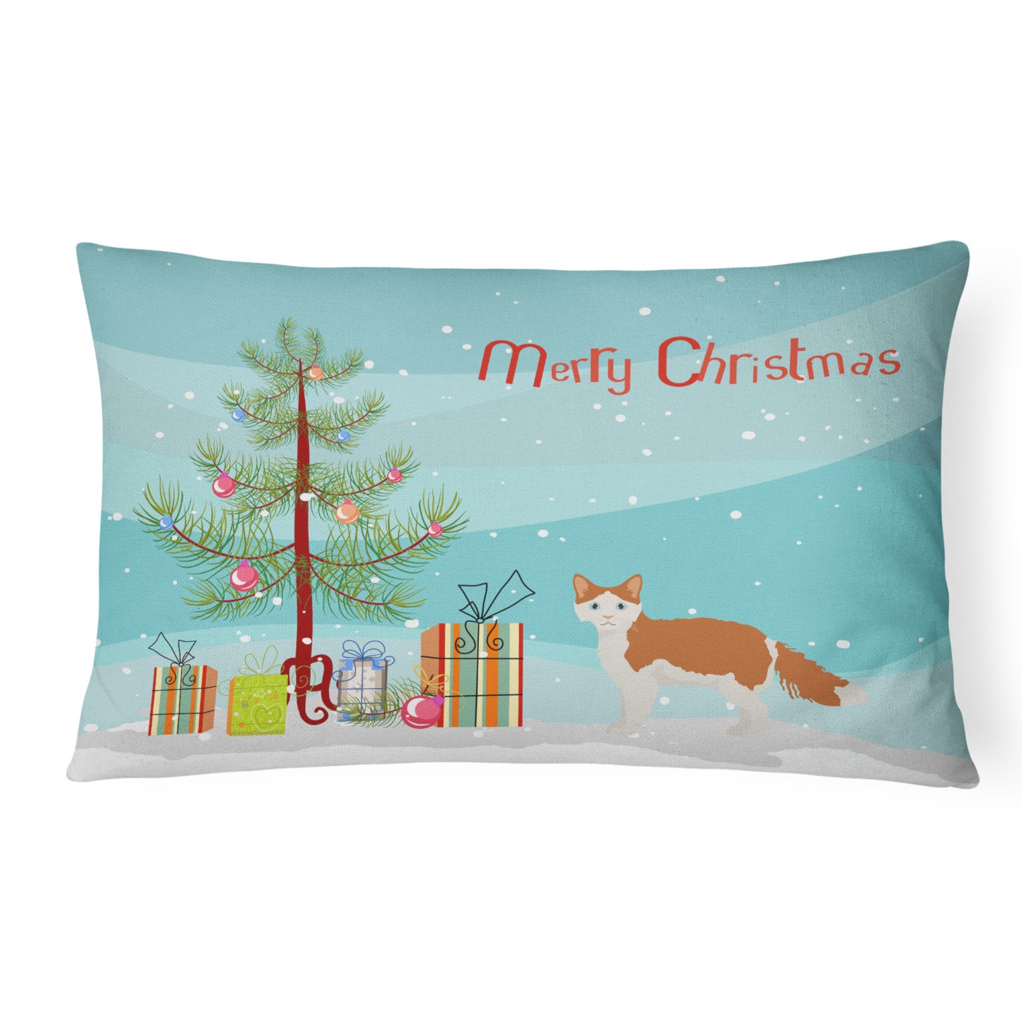 La Perm #2 Cat Merry Christmas Canvas Fabric Decorative Pillow