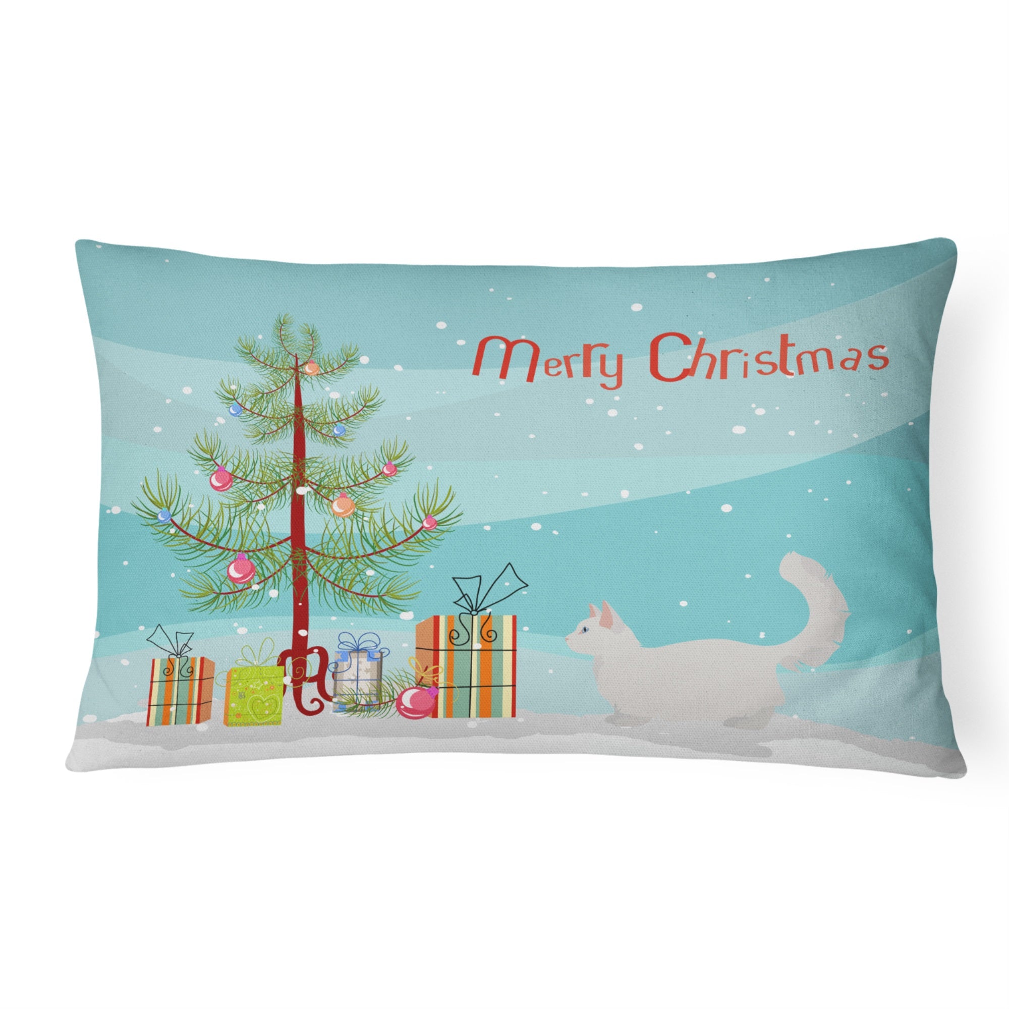 Munchkin #2 Cat Merry Christmas Canvas Fabric Decorative Pillow