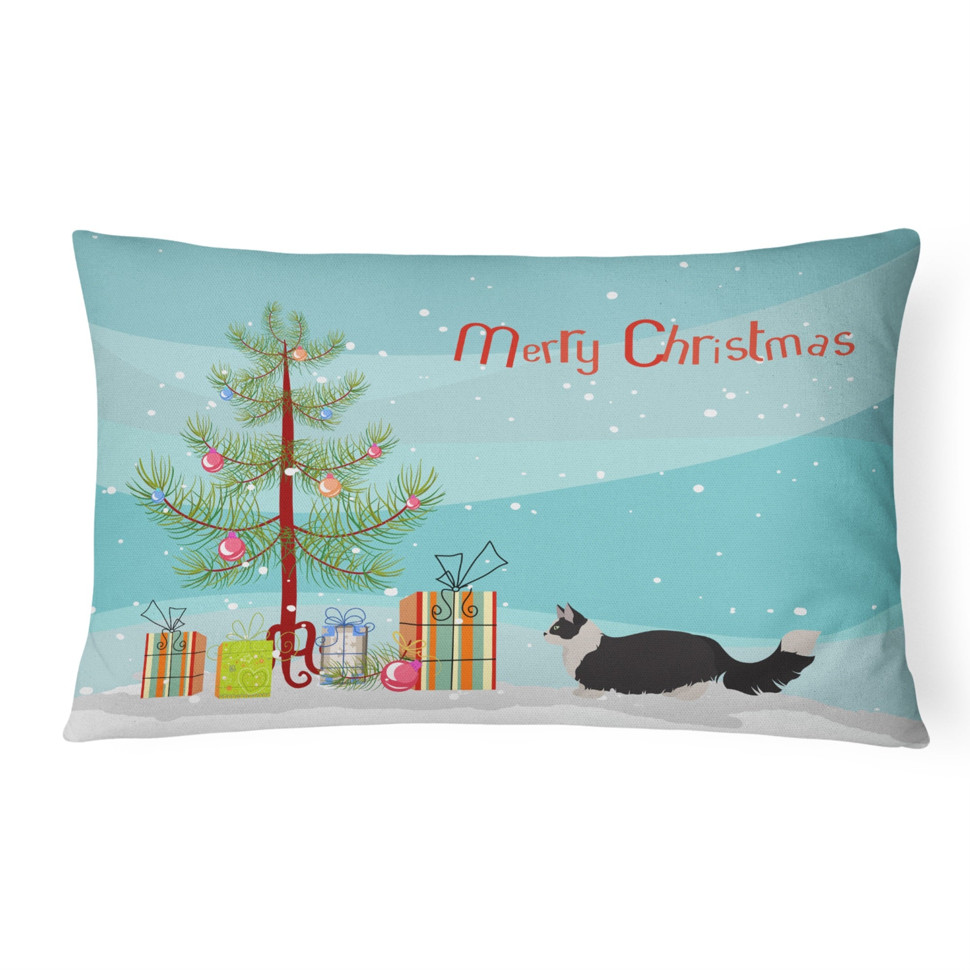 Napoleon #2 Cat Merry Christmas Canvas Fabric Decorative Pillow