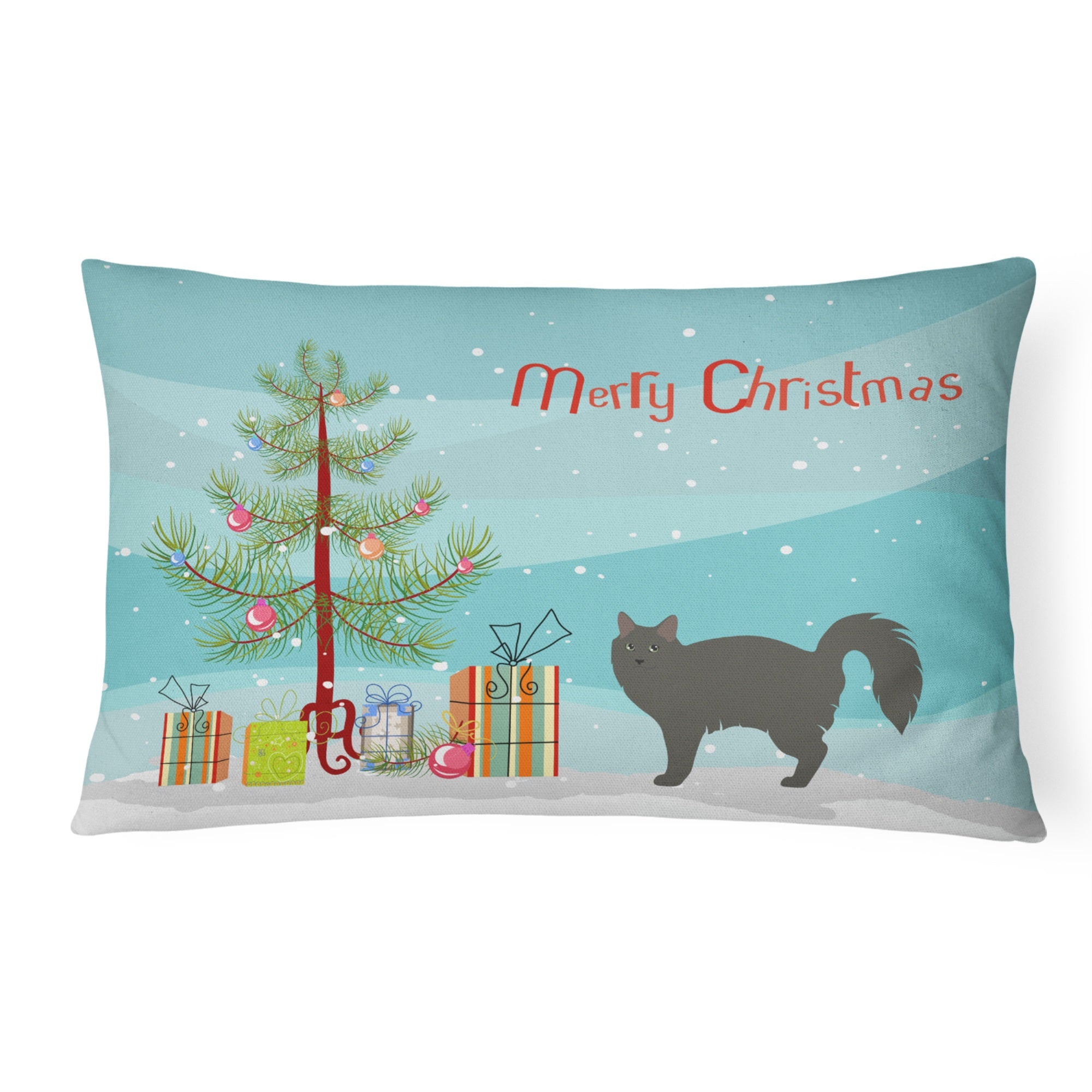 Nebelung #3 Cat Merry Christmas Canvas Fabric Decorative Pillow
