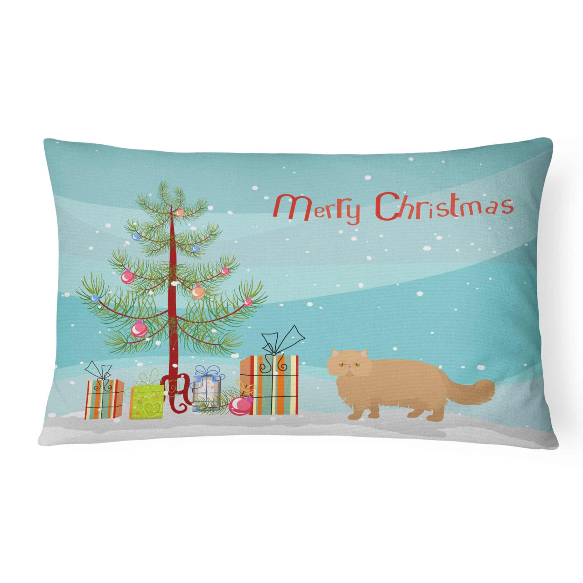 Persian Modern Cat Merry Christmas Canvas Fabric Decorative Pillow