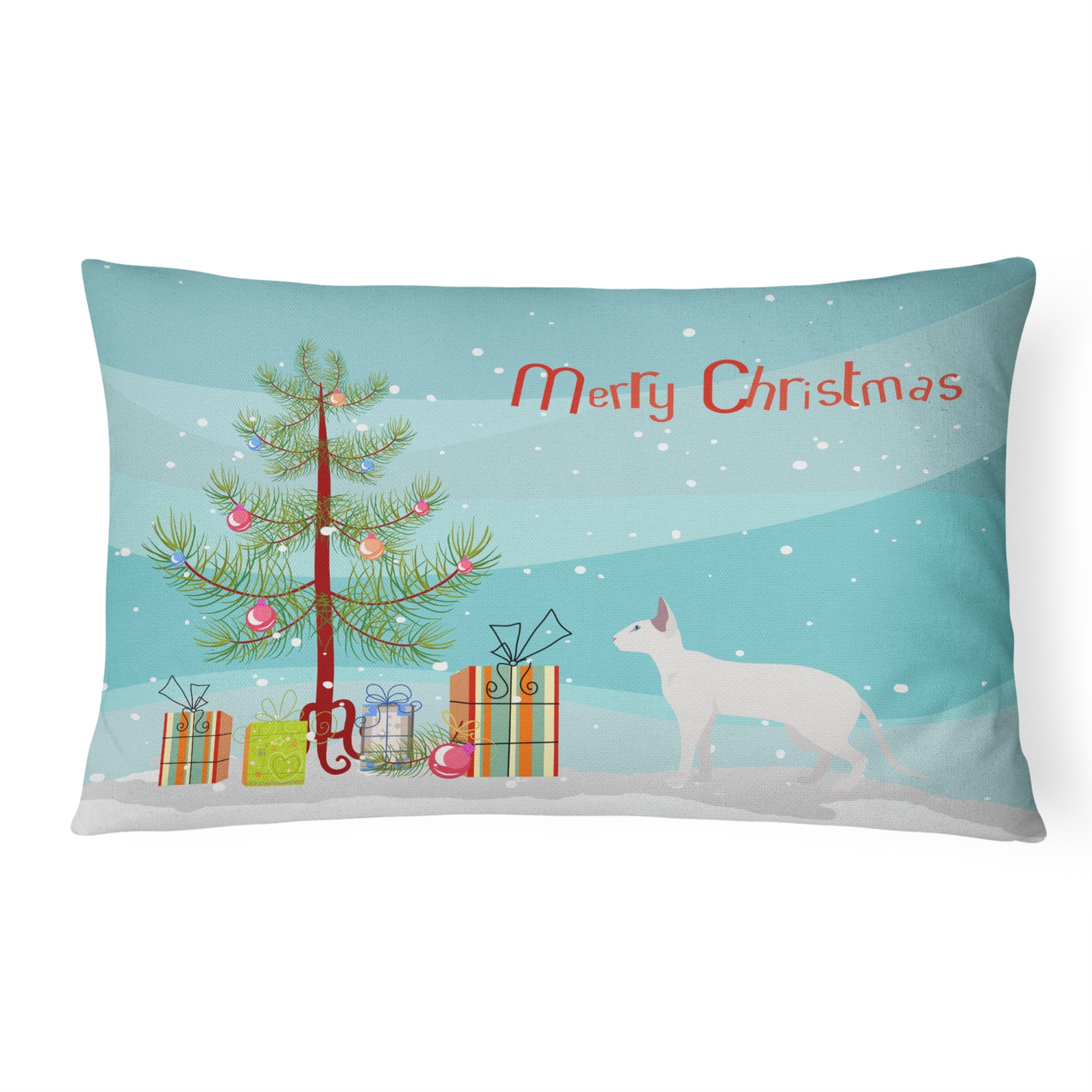 Peterbald #2 Cat Merry Christmas Canvas Fabric Decorative Pillow
