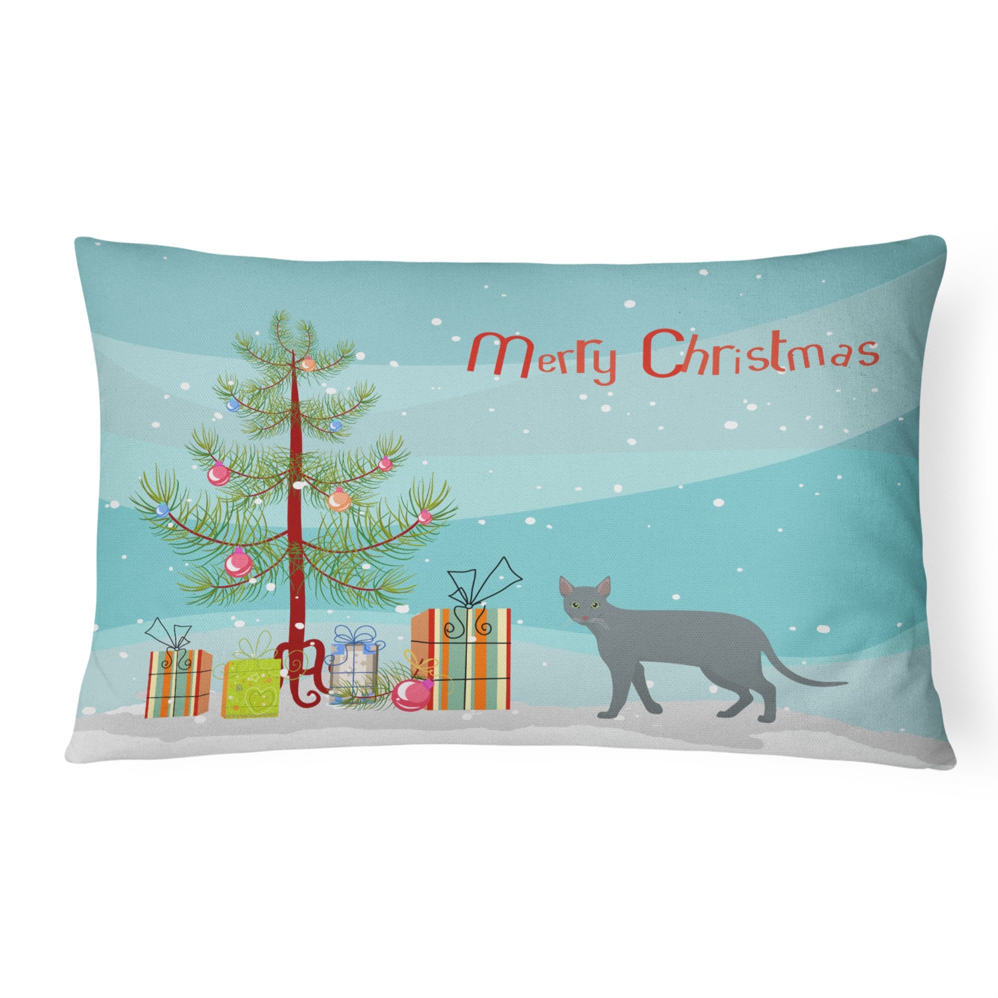 Raas Cat Merry Christmas Canvas Fabric Decorative Pillow