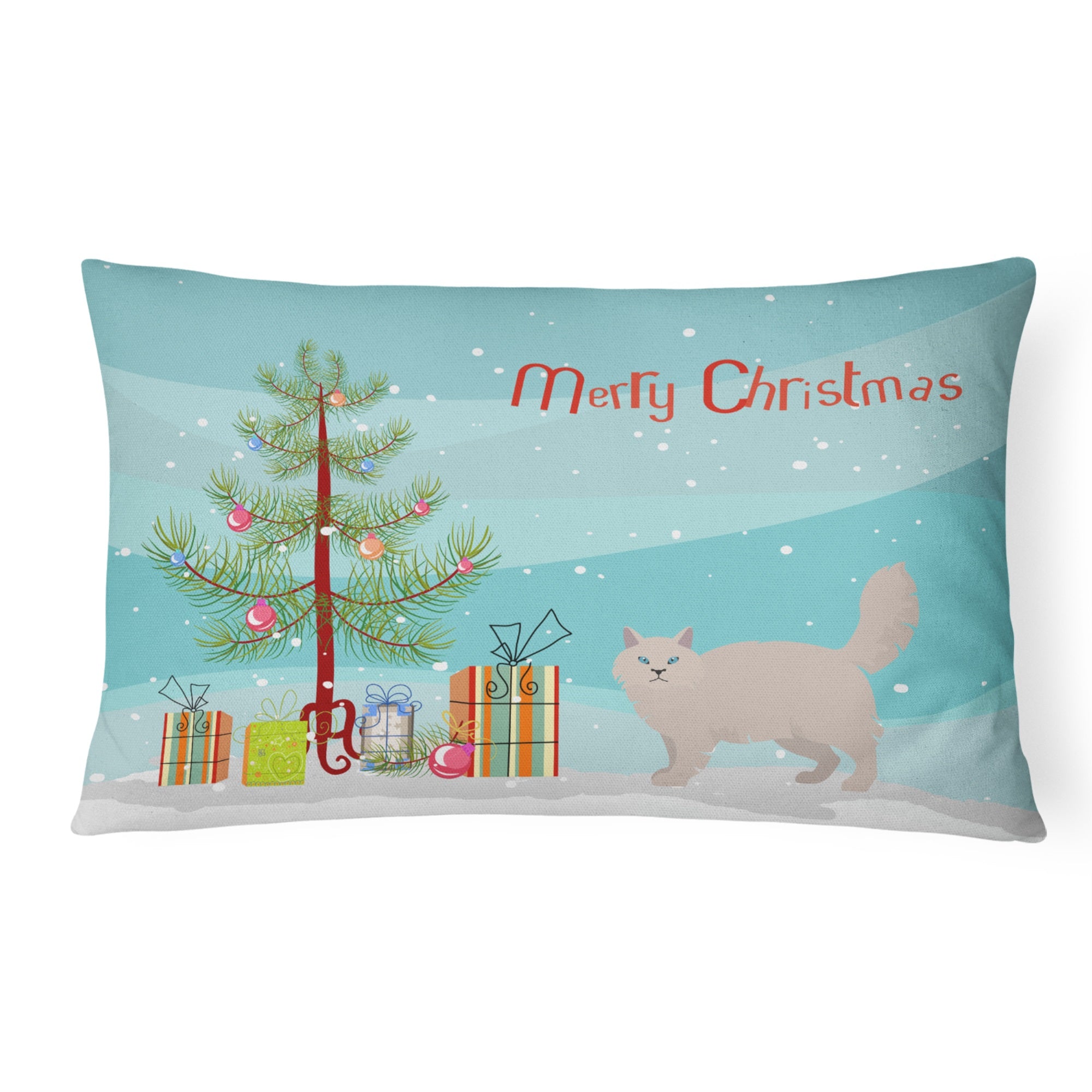 Siberian Forest #2 Cat Merry Christmas Canvas Fabric Decorative Pillow