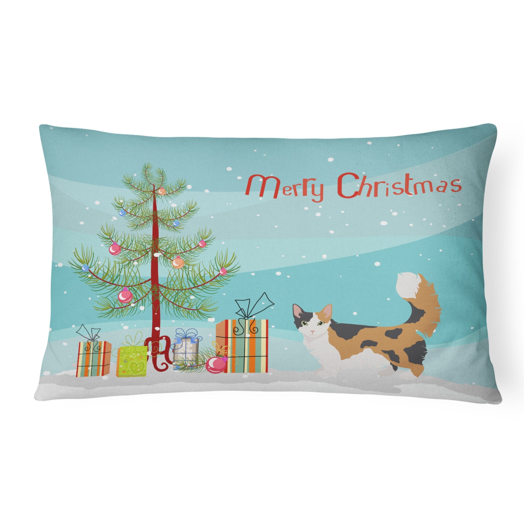 Skookum Cat Merry Christmas Canvas Fabric Decorative Pillow