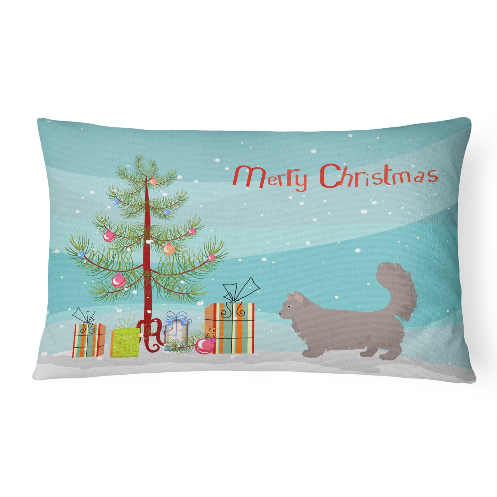 Skookum #2 Cat Merry Christmas Canvas Fabric Decorative Pillow