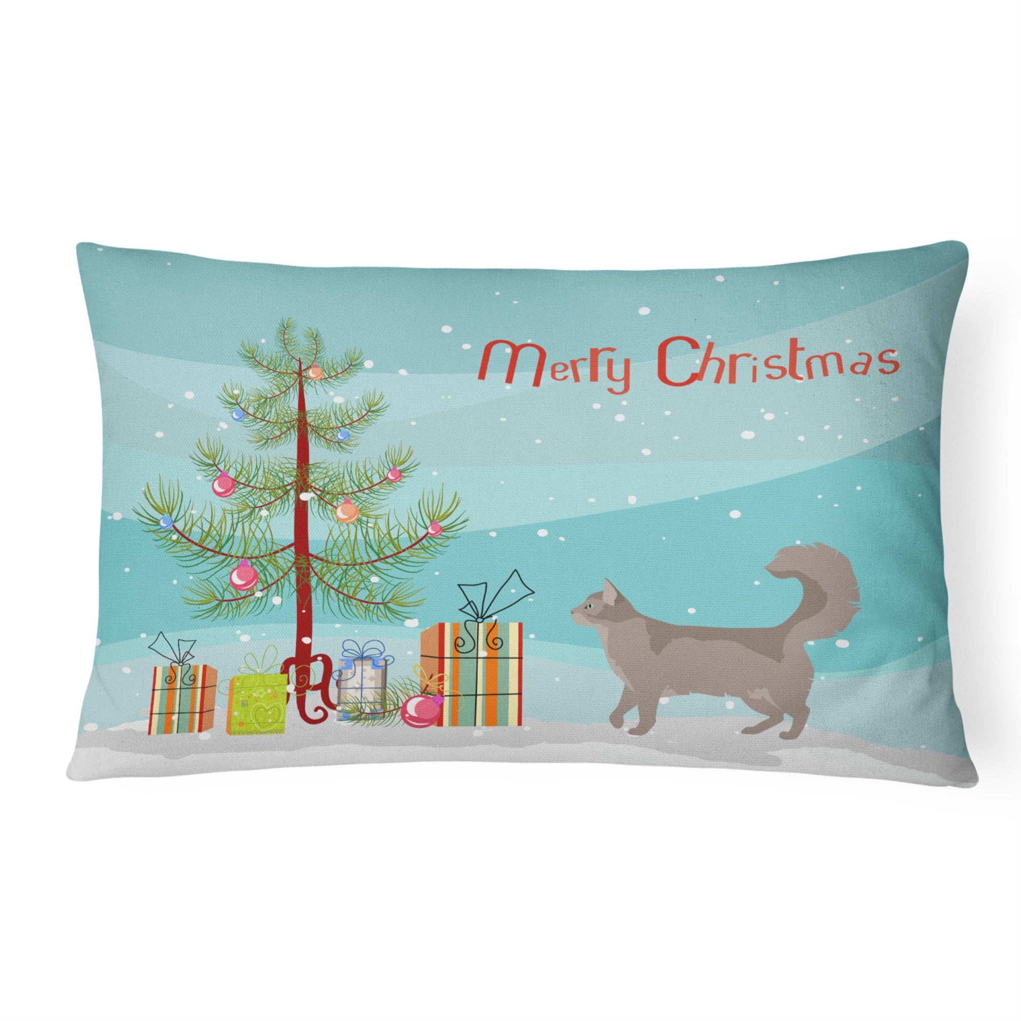 Somali #2 Cat Merry Christmas Canvas Fabric Decorative Pillow