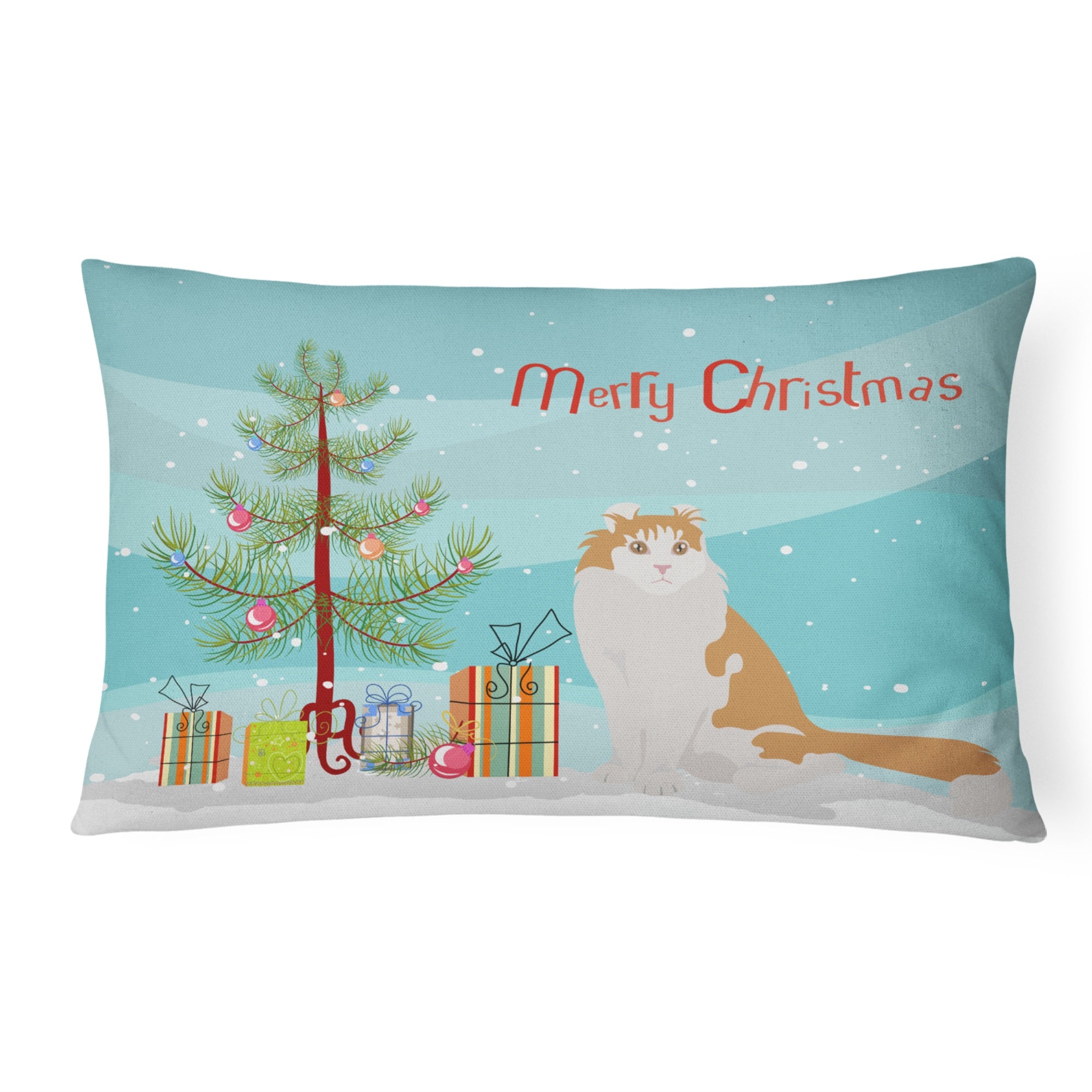 American Curl Cat Merry Christmas Canvas Fabric Decorative Pillow