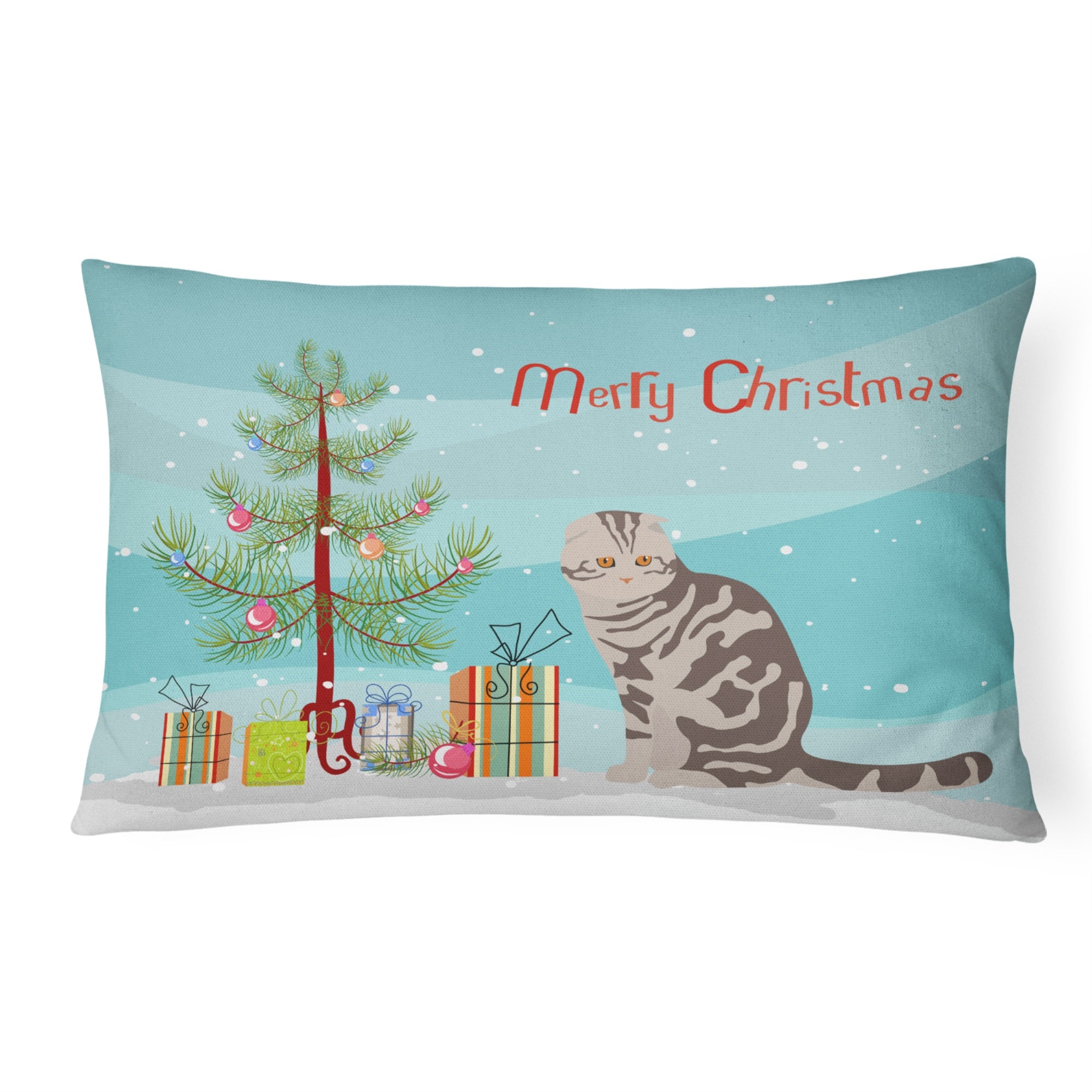 Foldex Exotic Fold Cat Merry Christmas Canvas Fabric Decorative Pillow