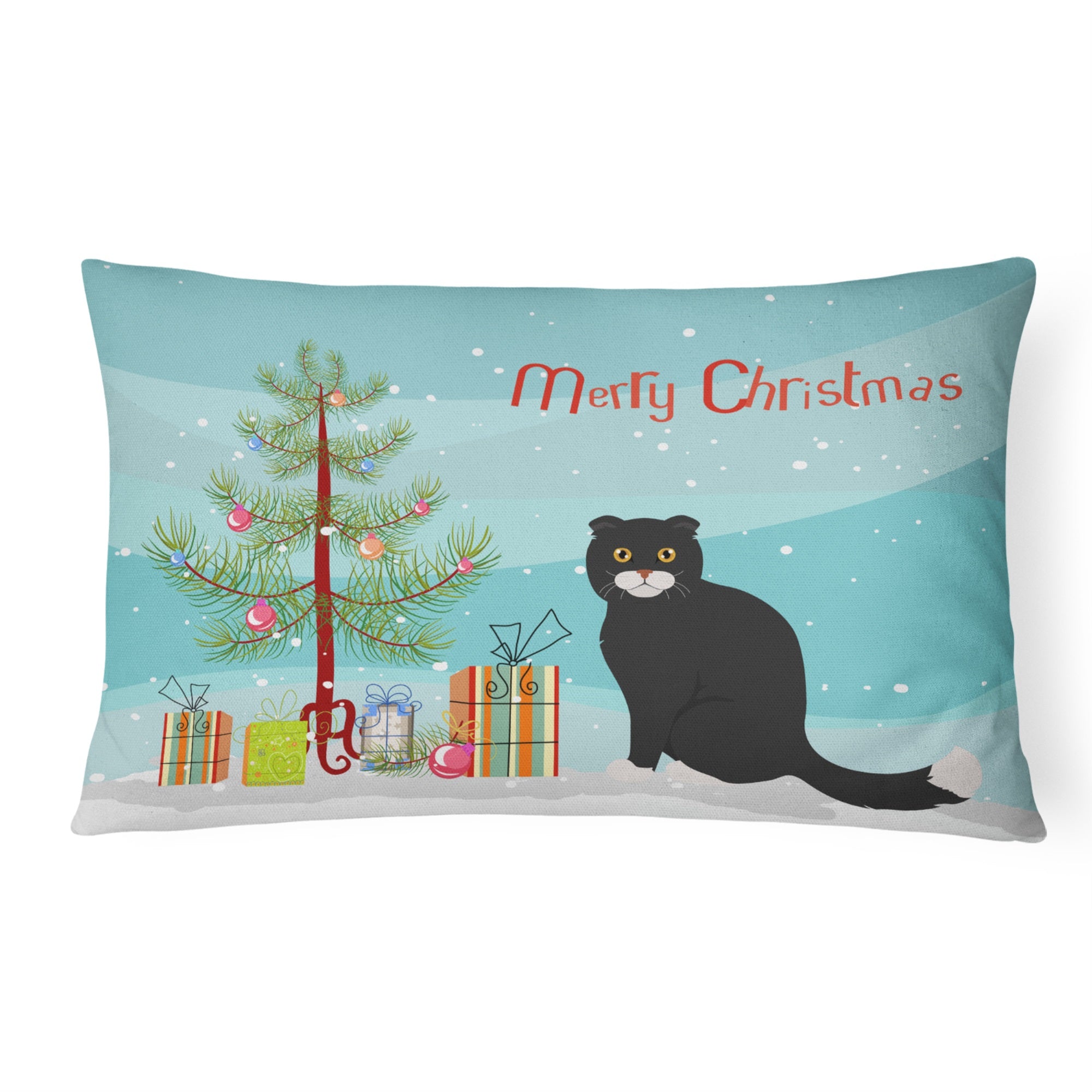 Foldex Exotic Fold #2 Cat Merry Christmas Canvas Fabric Decorative Pillow