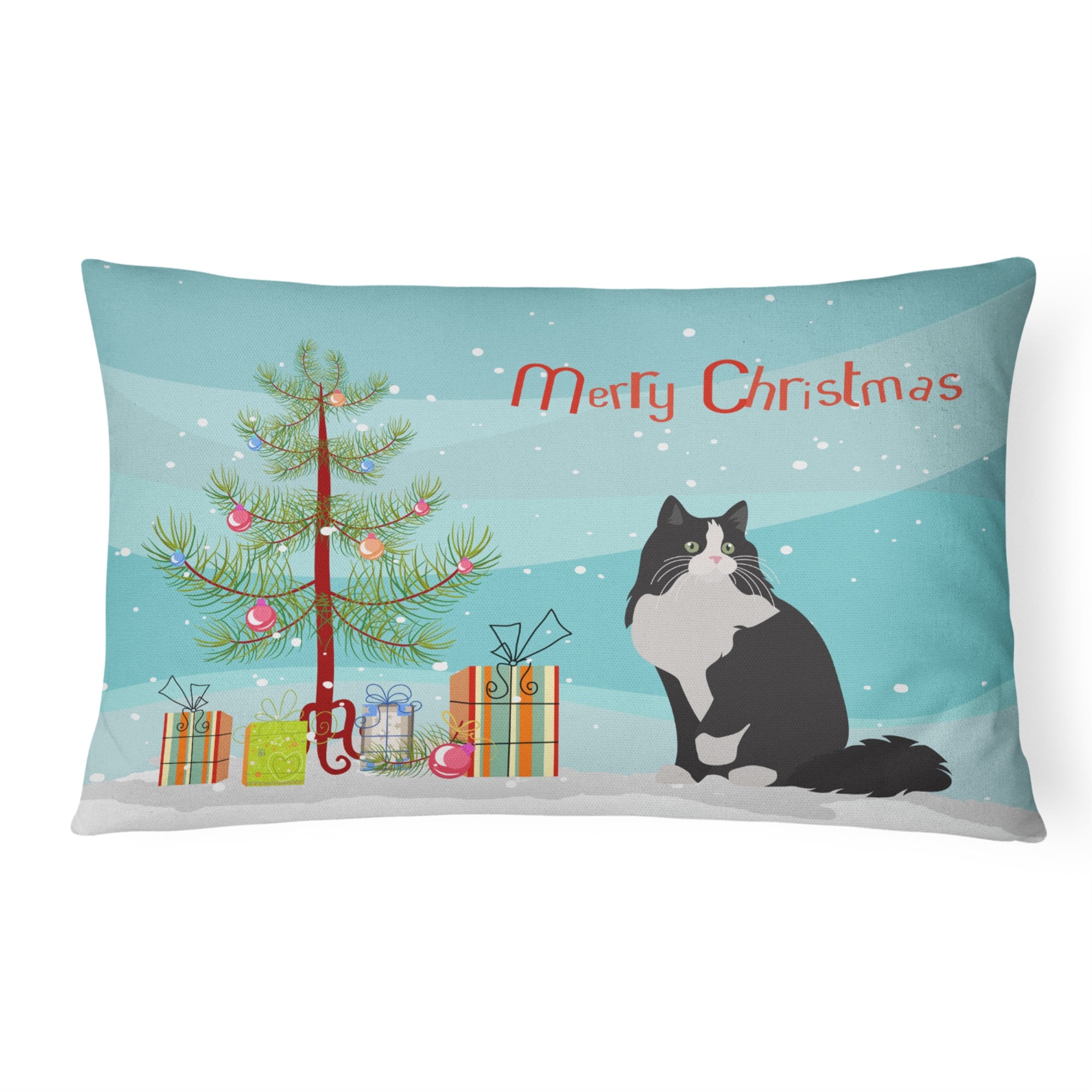 Ragamuffin Cat Merry Christmas Canvas Fabric Decorative Pillow