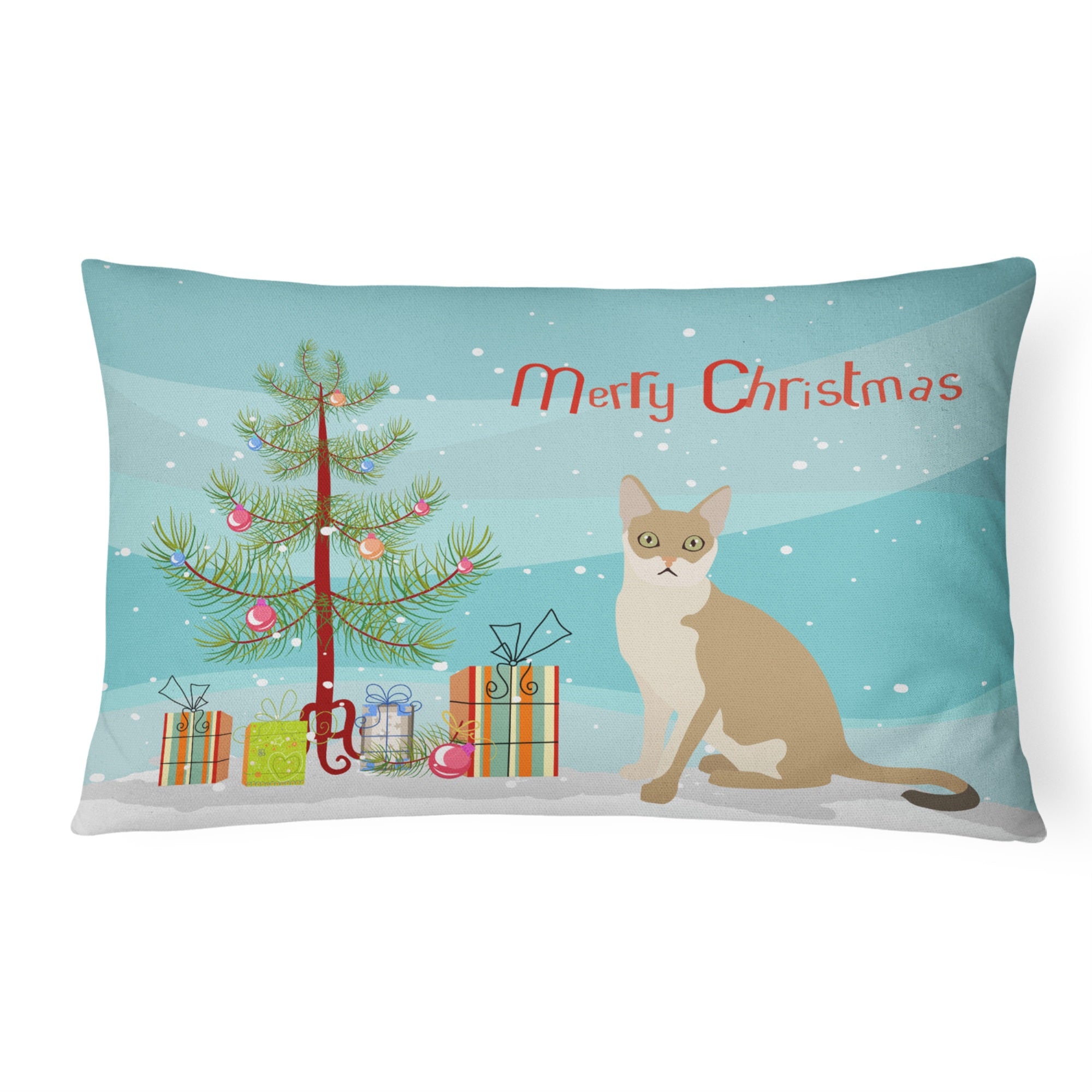 Singapura #1 Cat Merry Christmas Canvas Fabric Decorative Pillow