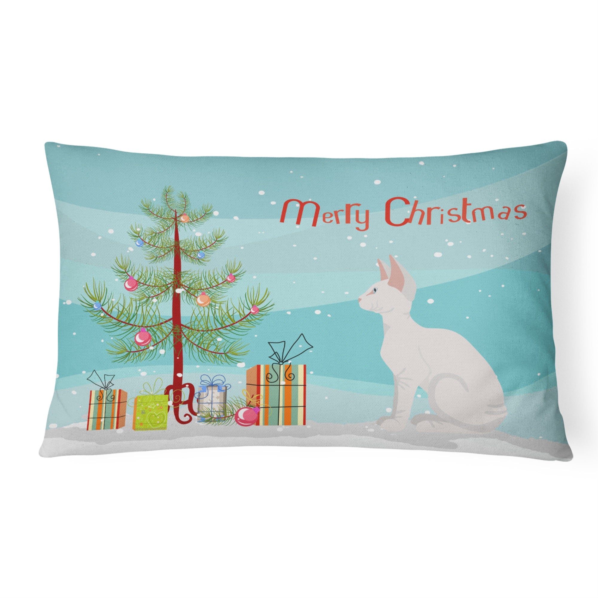 Sphynx #3 Cat Merry Christmas Canvas Fabric Decorative Pillow