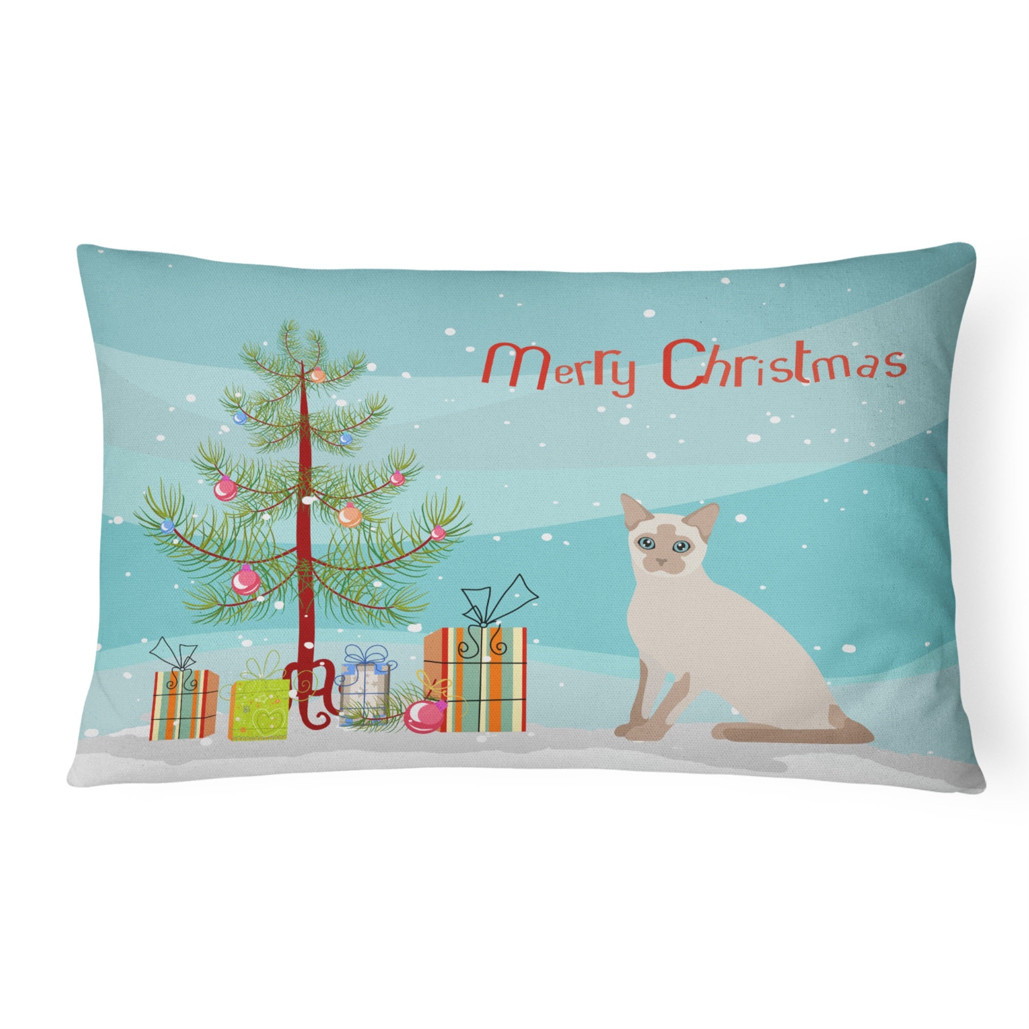 Tonkinese Cat Merry Christmas Canvas Fabric Decorative Pillow