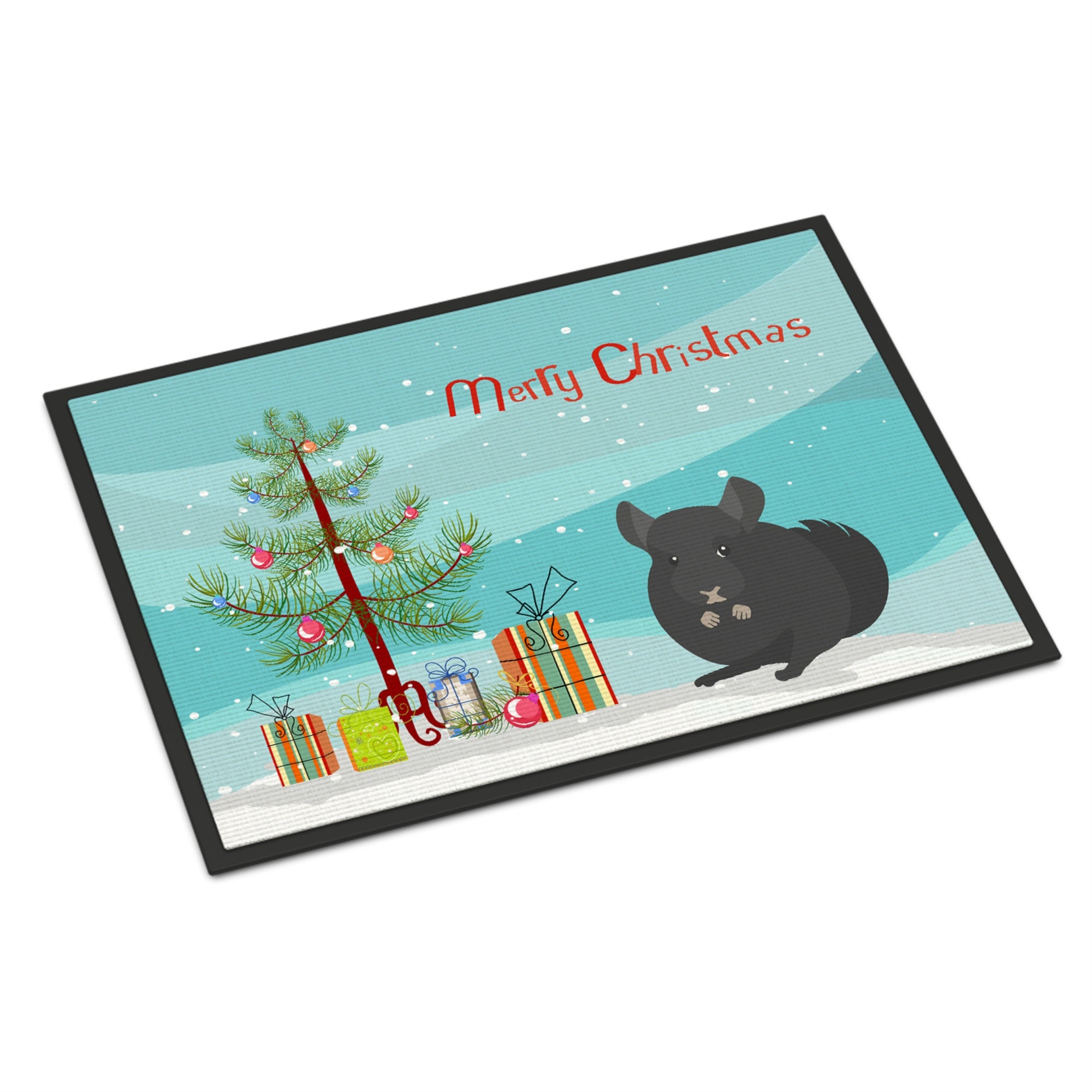 Charcoal Chinchilla Merry Christmas Indoor Or Outdoor Mat 18X27