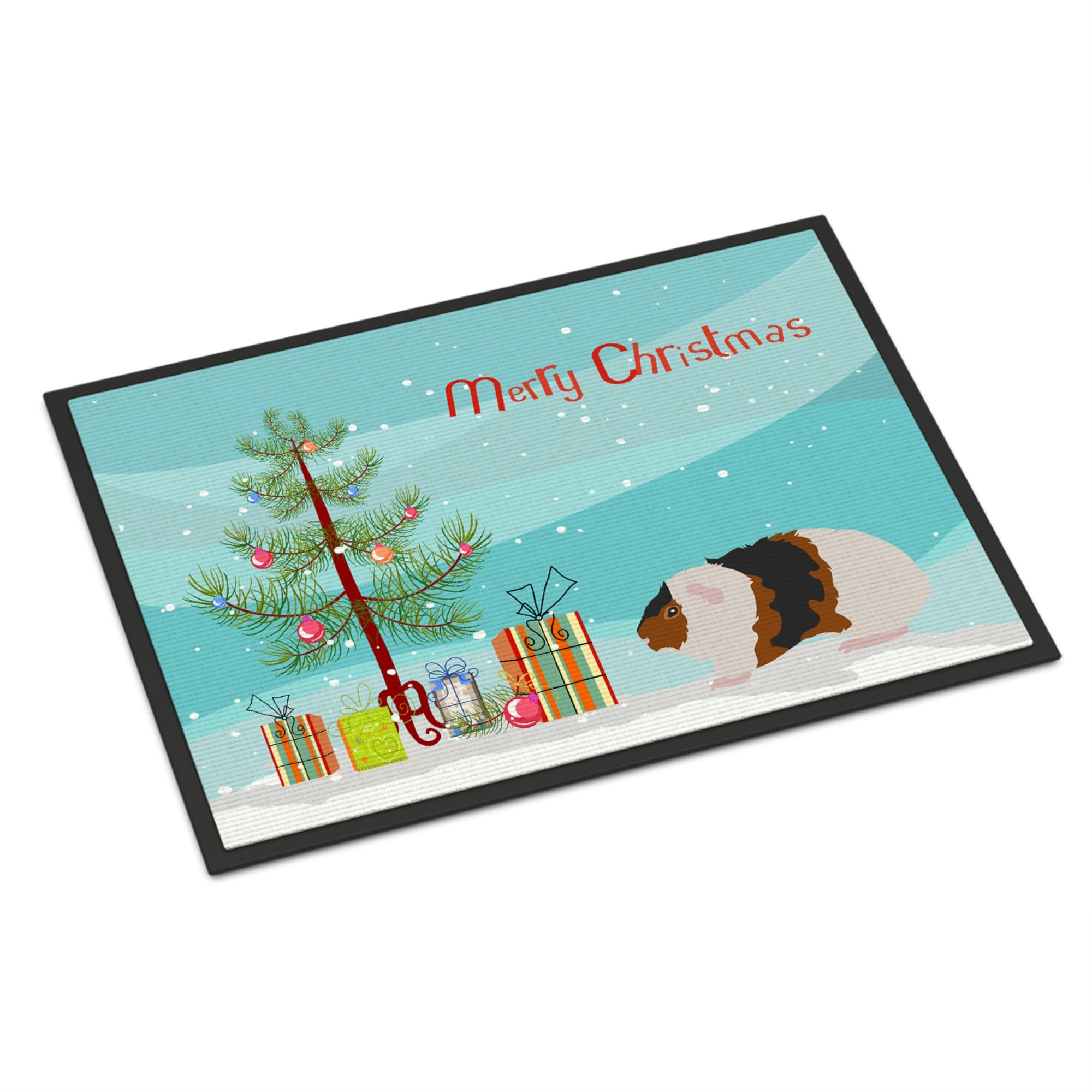 Teddy Guinea Pig Merry Christmas Indoor Or Outdoor Mat 18X27