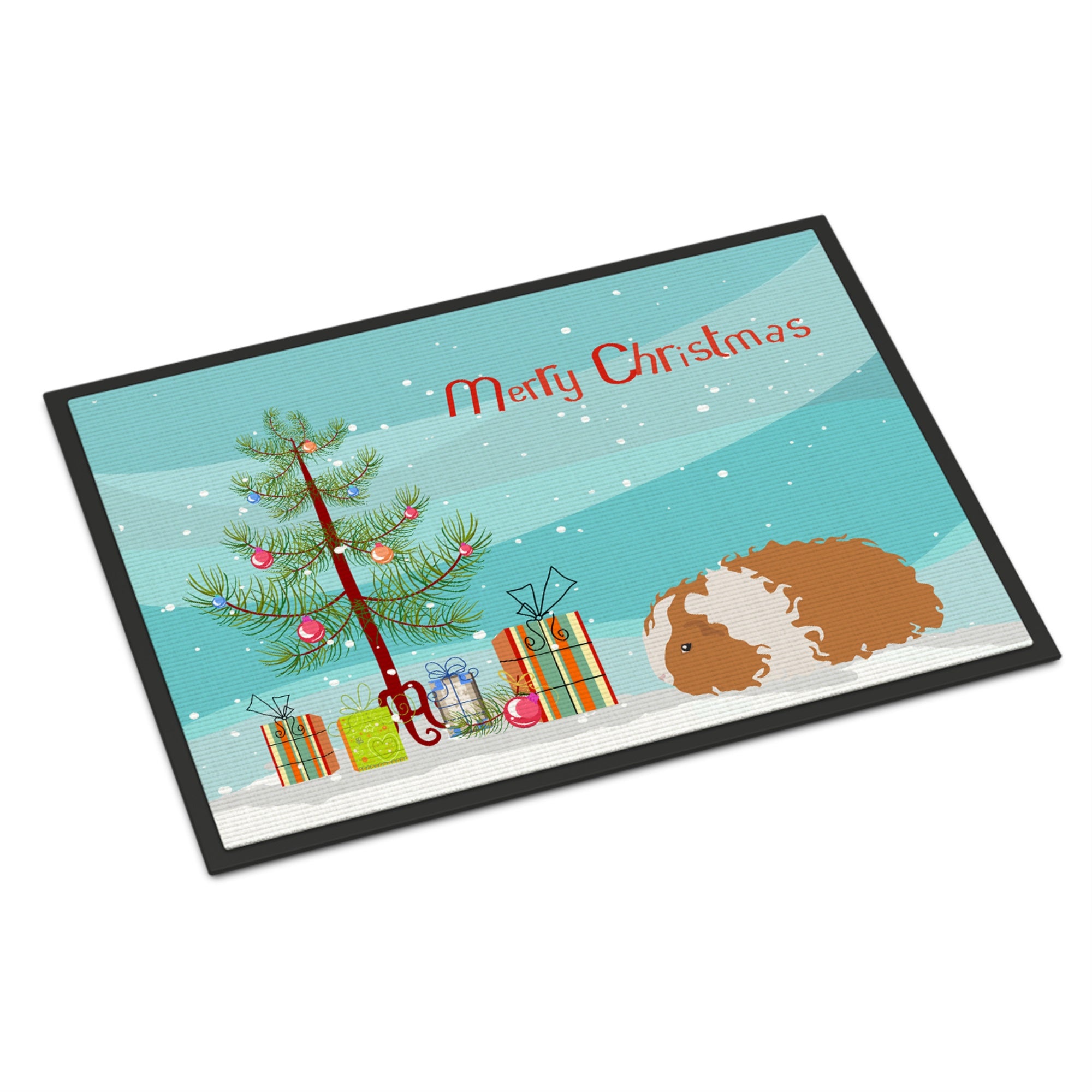 Texel Guinea Pig Merry Christmas Indoor Or Outdoor Mat 18X27
