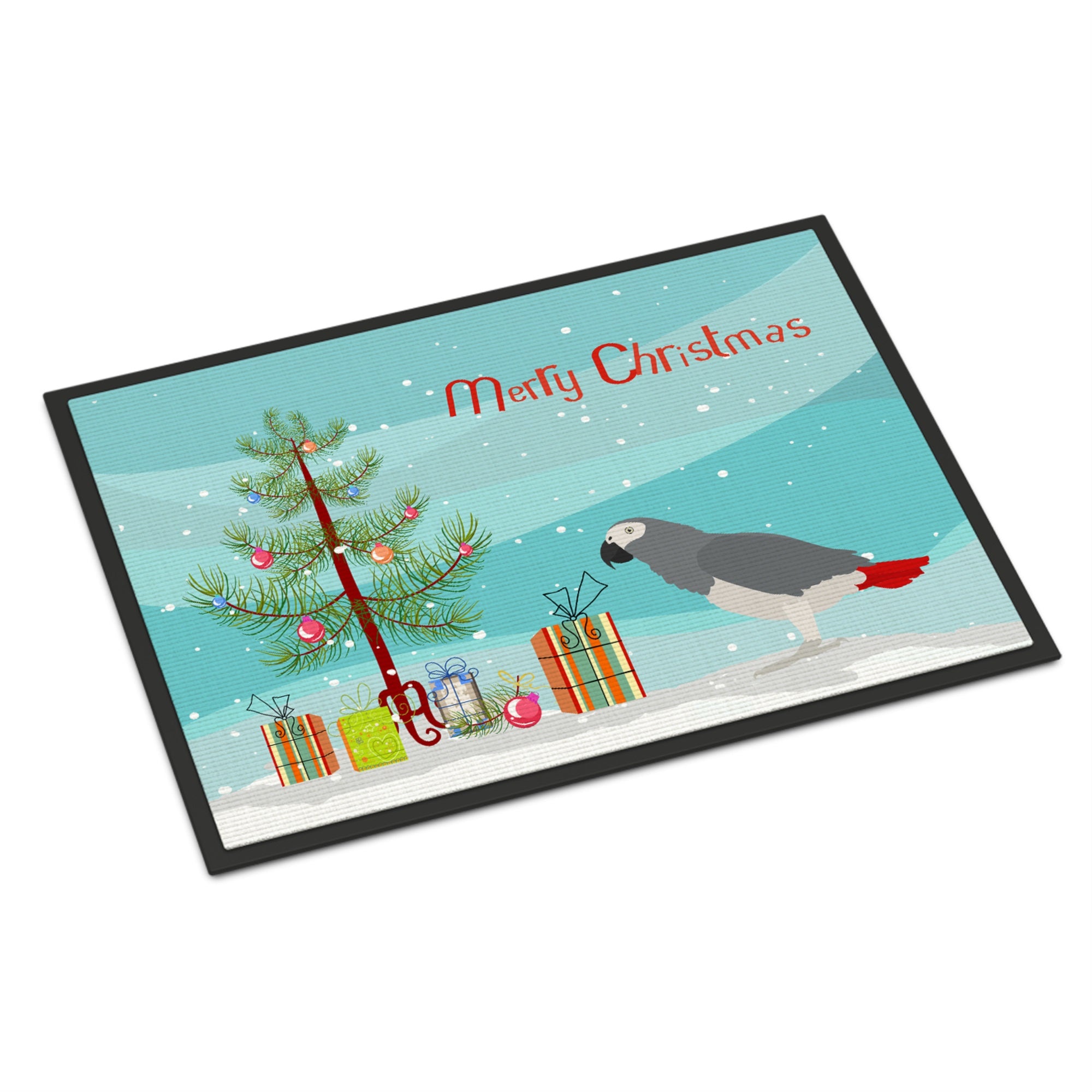 African Grey Parrot Merry Christmas Indoor Or Outdoor Mat 18X27