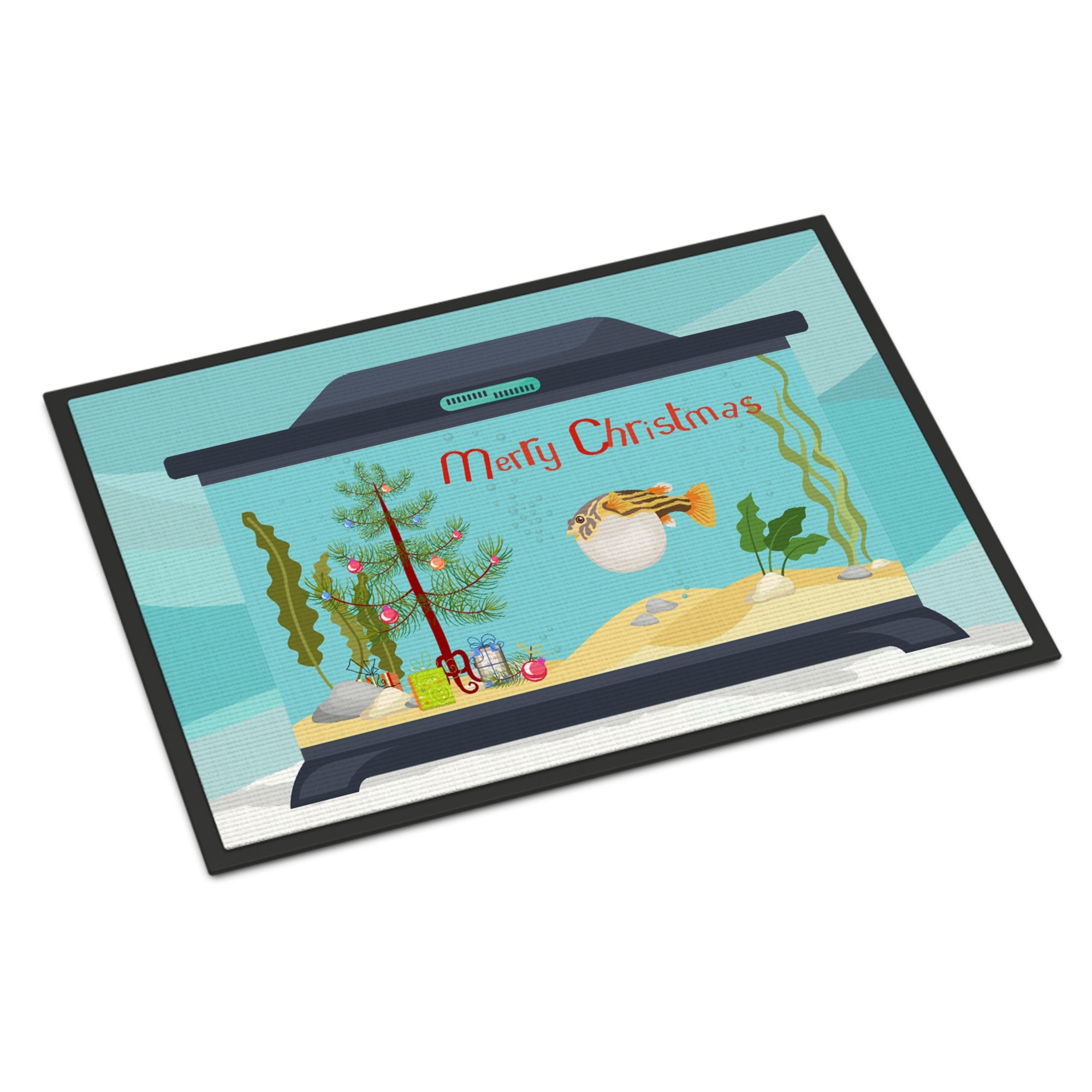 Puffer Fish Merry Christmas Indoor Or Outdoor Mat 18X27