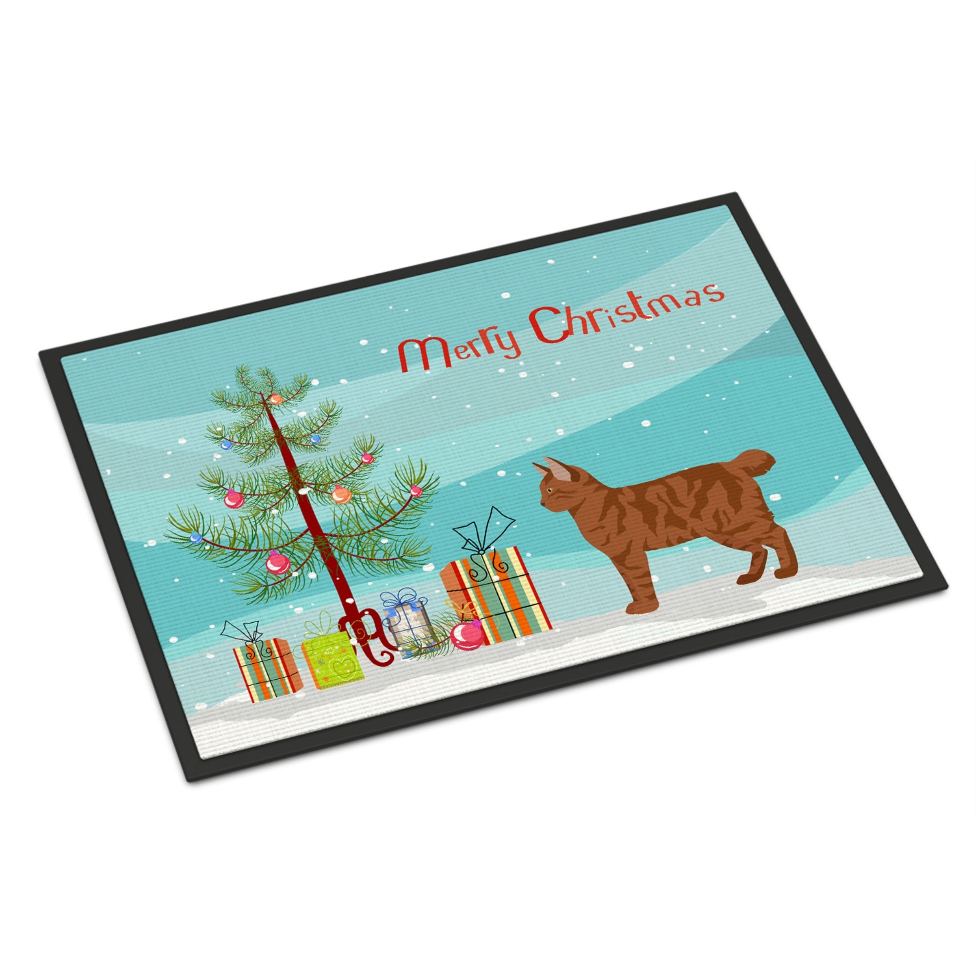 American Bobtail #2 Cat Merry Christmas Indoor Or Outdoor Mat 18X27