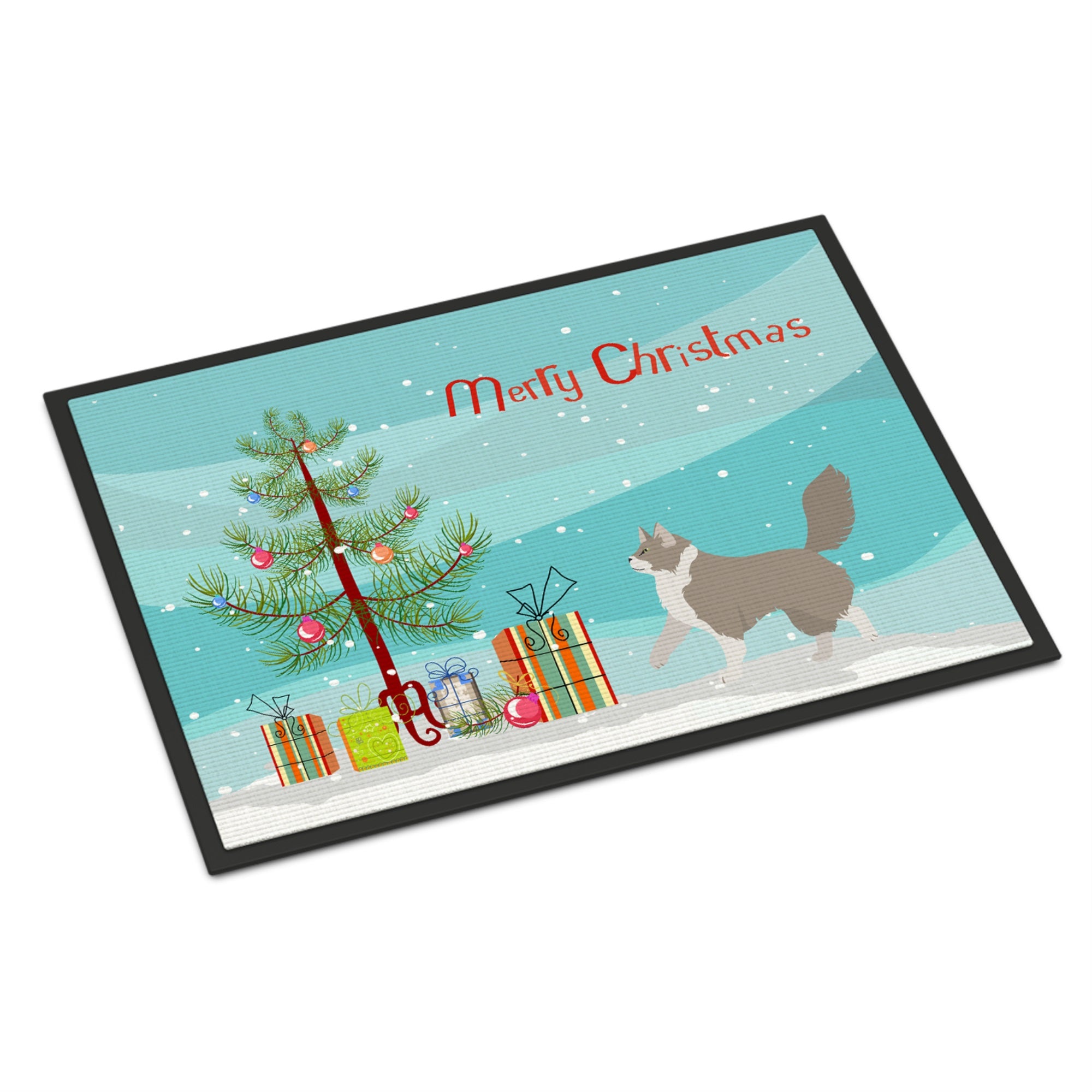 Asian Semi Longhaired Cat Merry Christmas Indoor Or Outdoor Mat 18X27