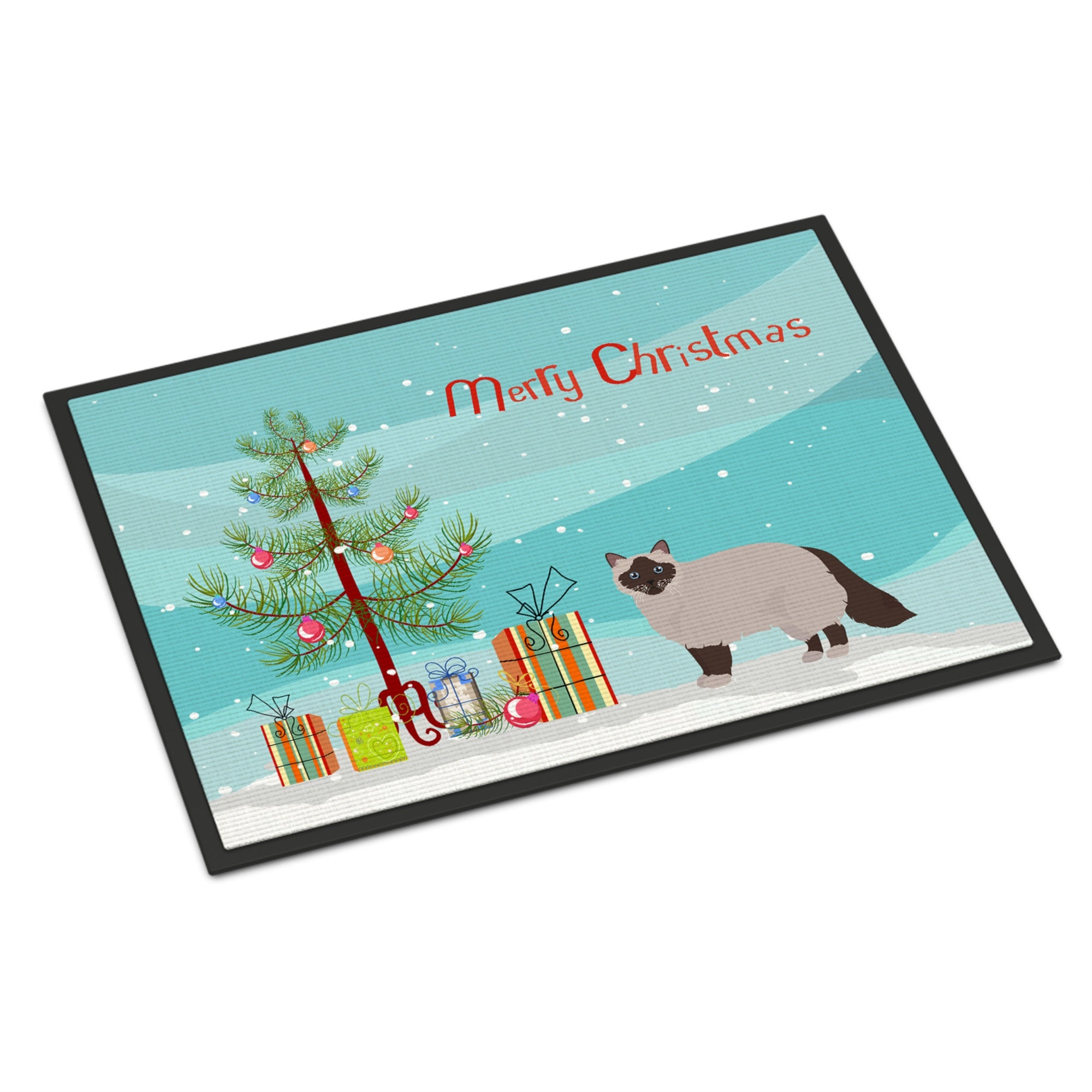 Birman Cat Merry Christmas Indoor Or Outdoor Mat 18X27