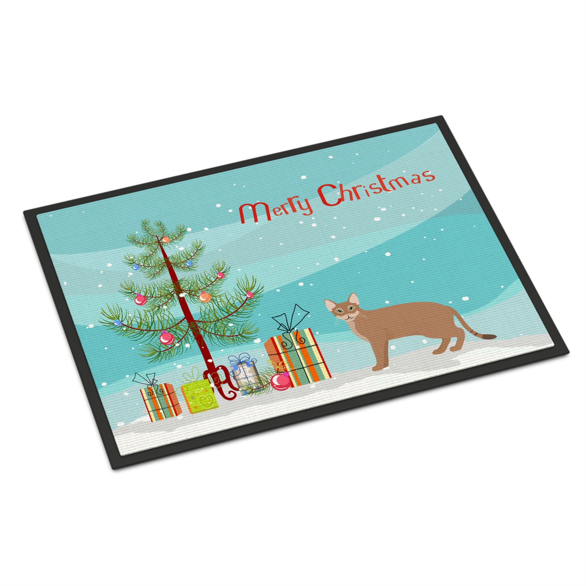 Chausie Cat Merry Christmas Indoor Or Outdoor Mat 18X27