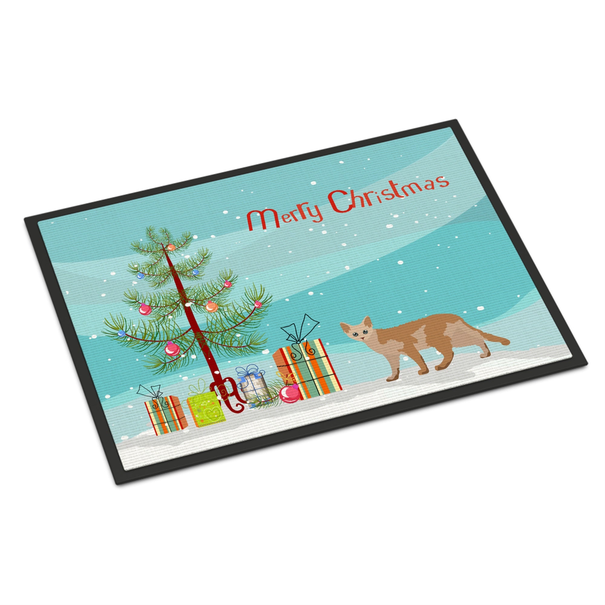 Devon Rex #3 Cat Merry Christmas Indoor Or Outdoor Mat 18X27