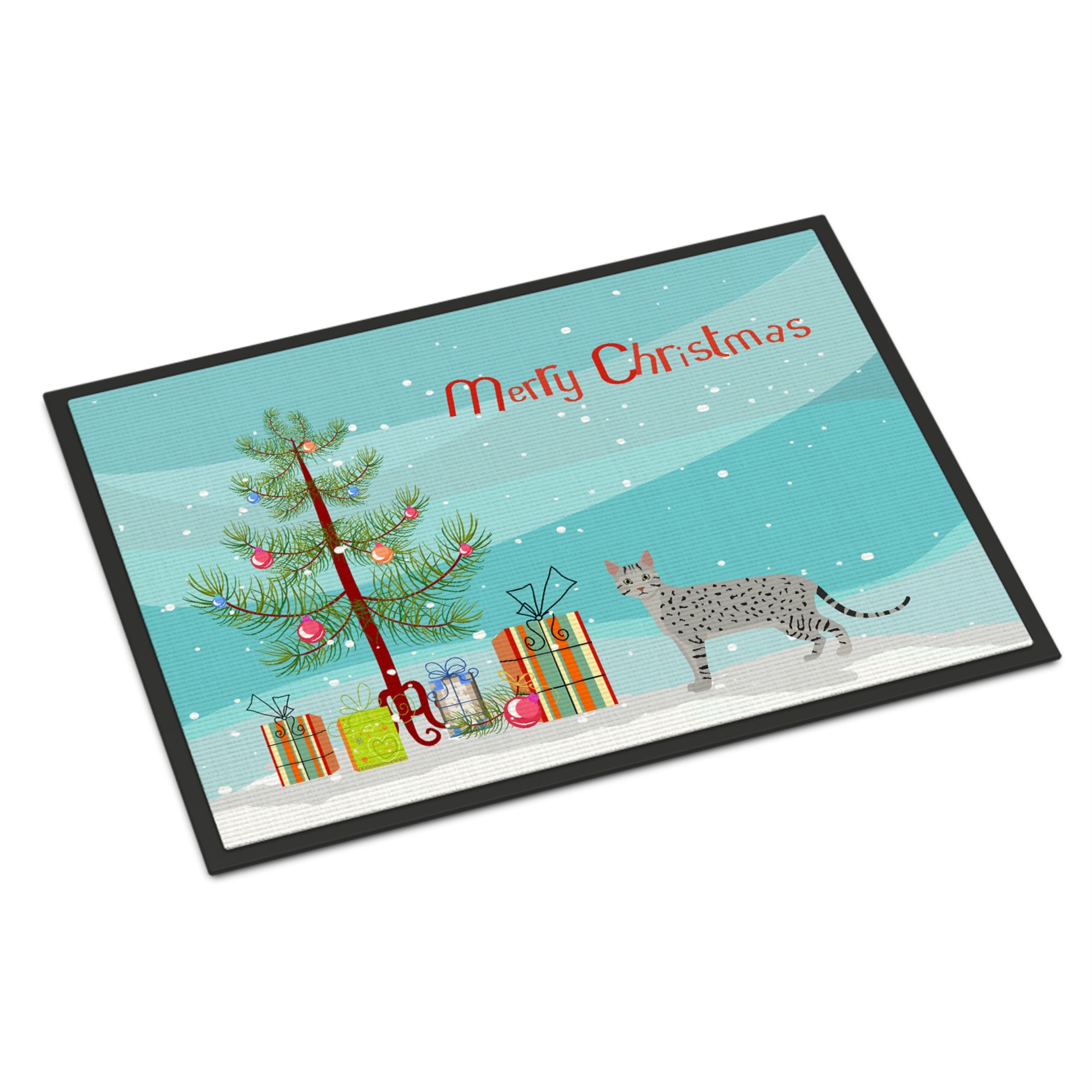 Egyptian Mau Cat Merry Christmas Indoor Or Outdoor Mat 18X27