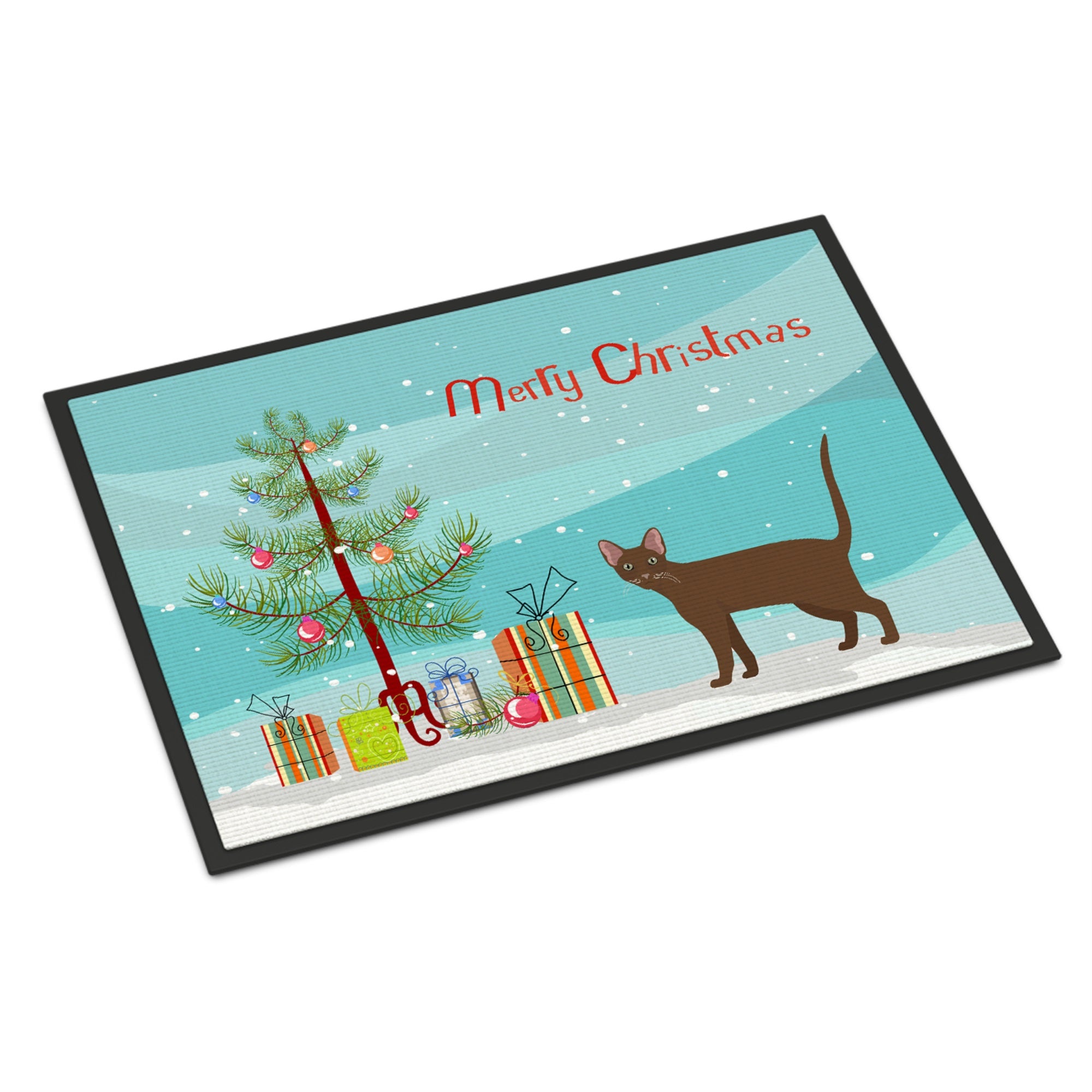 Havana Brown Cat Merry Christmas Indoor Or Outdoor Mat 18X27