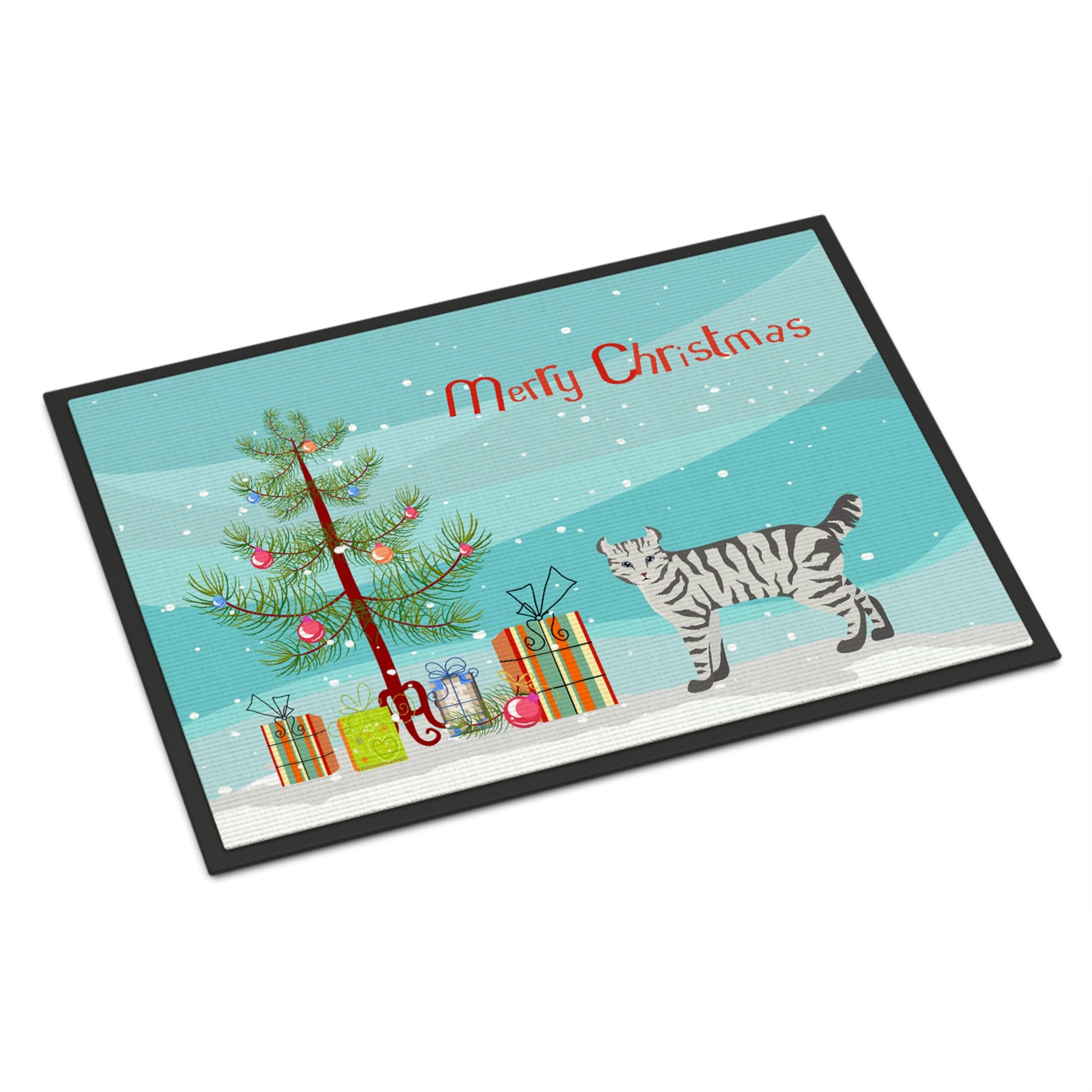 Highlander Lynx #2 Cat Merry Christmas Indoor Or Outdoor Mat 18X27