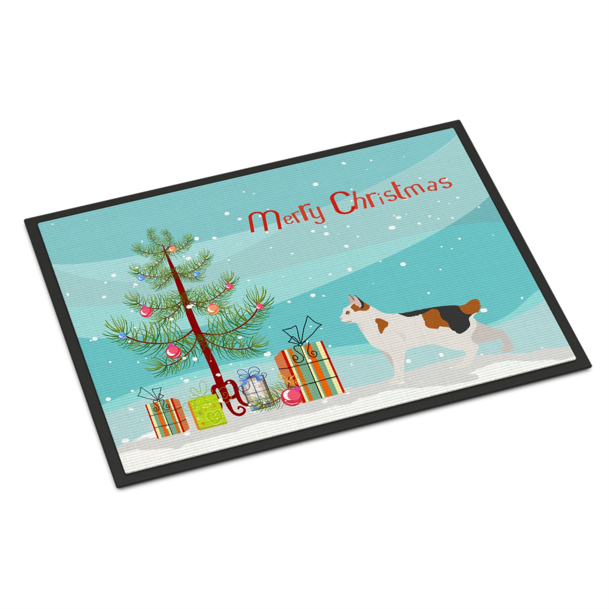 Korean Bobtail Cat Merry Christmas Indoor Or Outdoor Mat 18X27